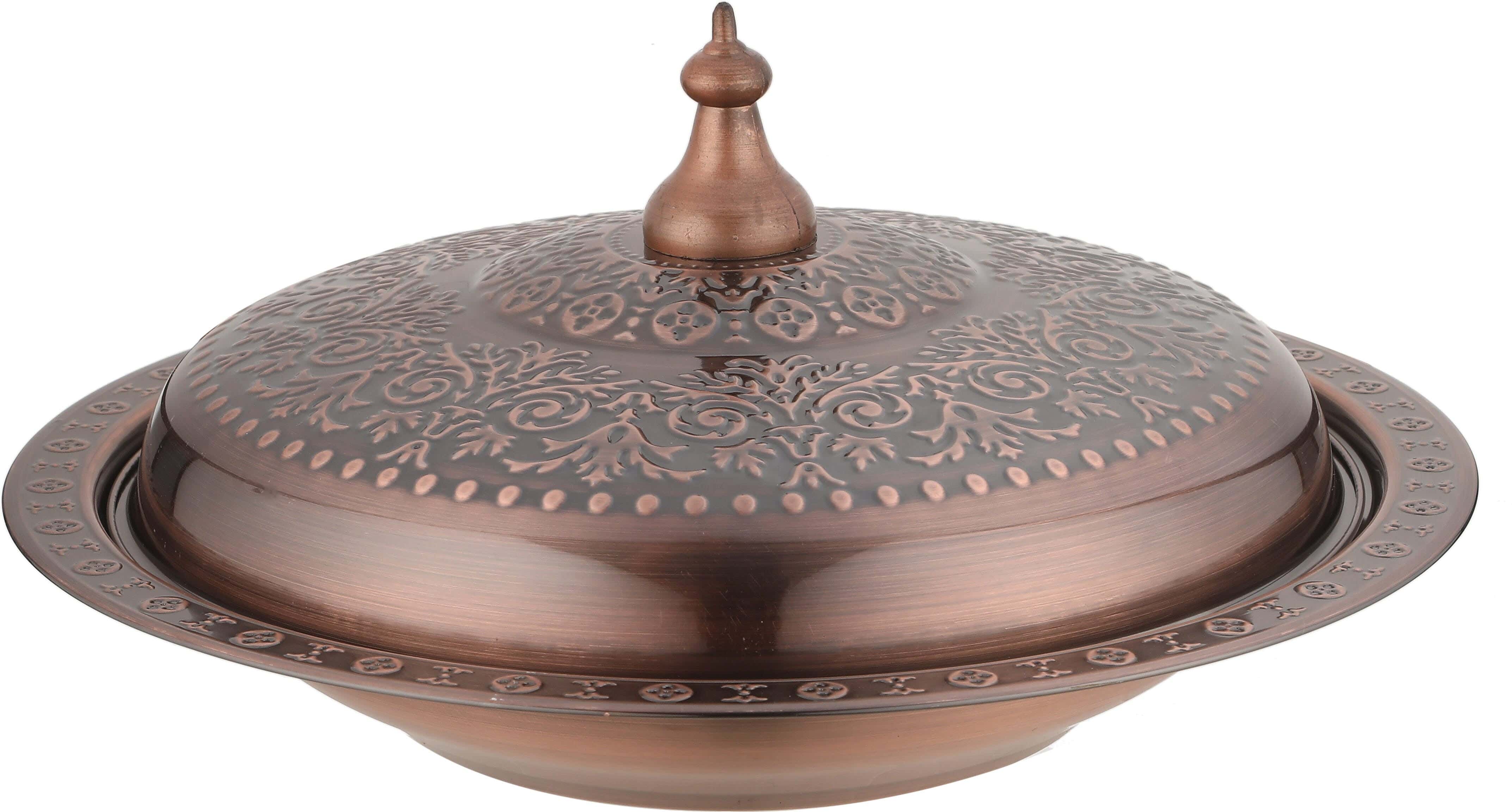 Metal Sheet Serving Plate with Lid, 32 cm - Copper