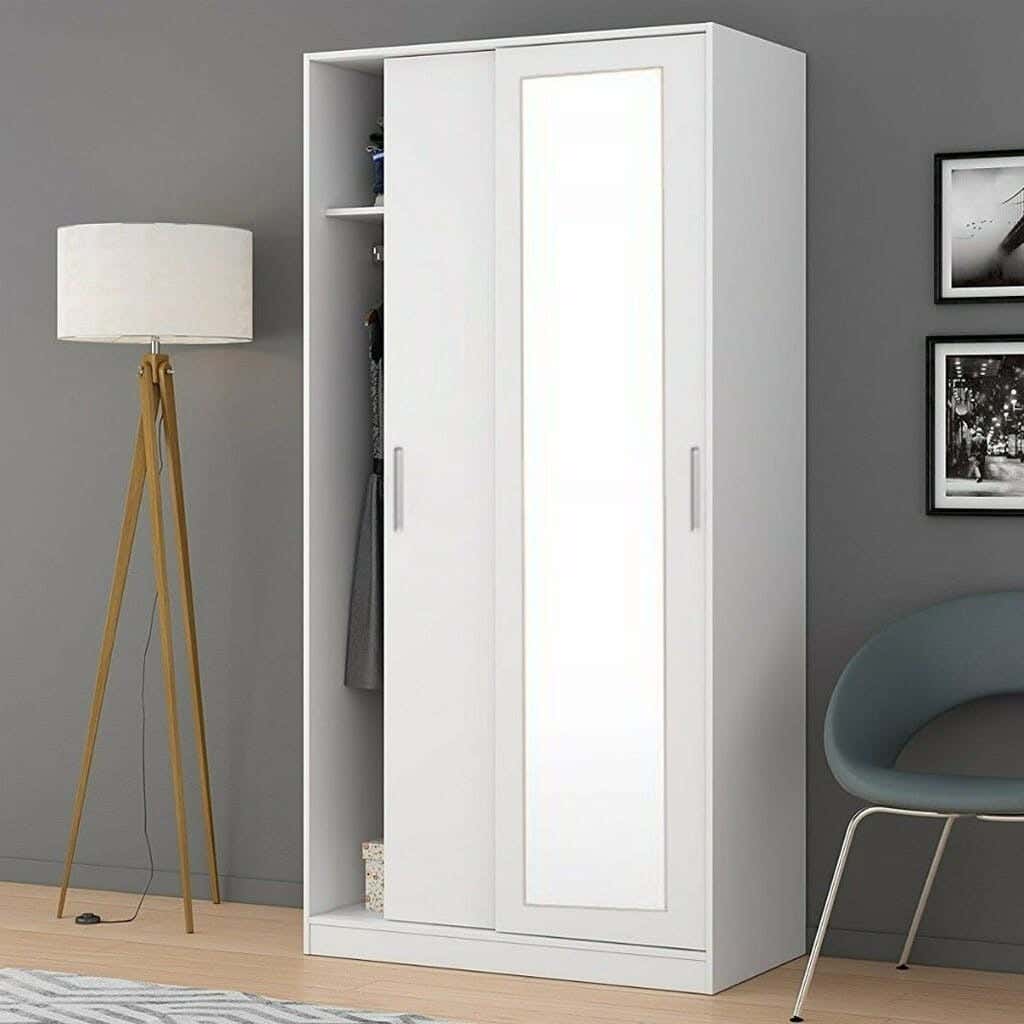 Wardrobe MDF Wood Covered With HPL Layer, 200×120×50 cm - White