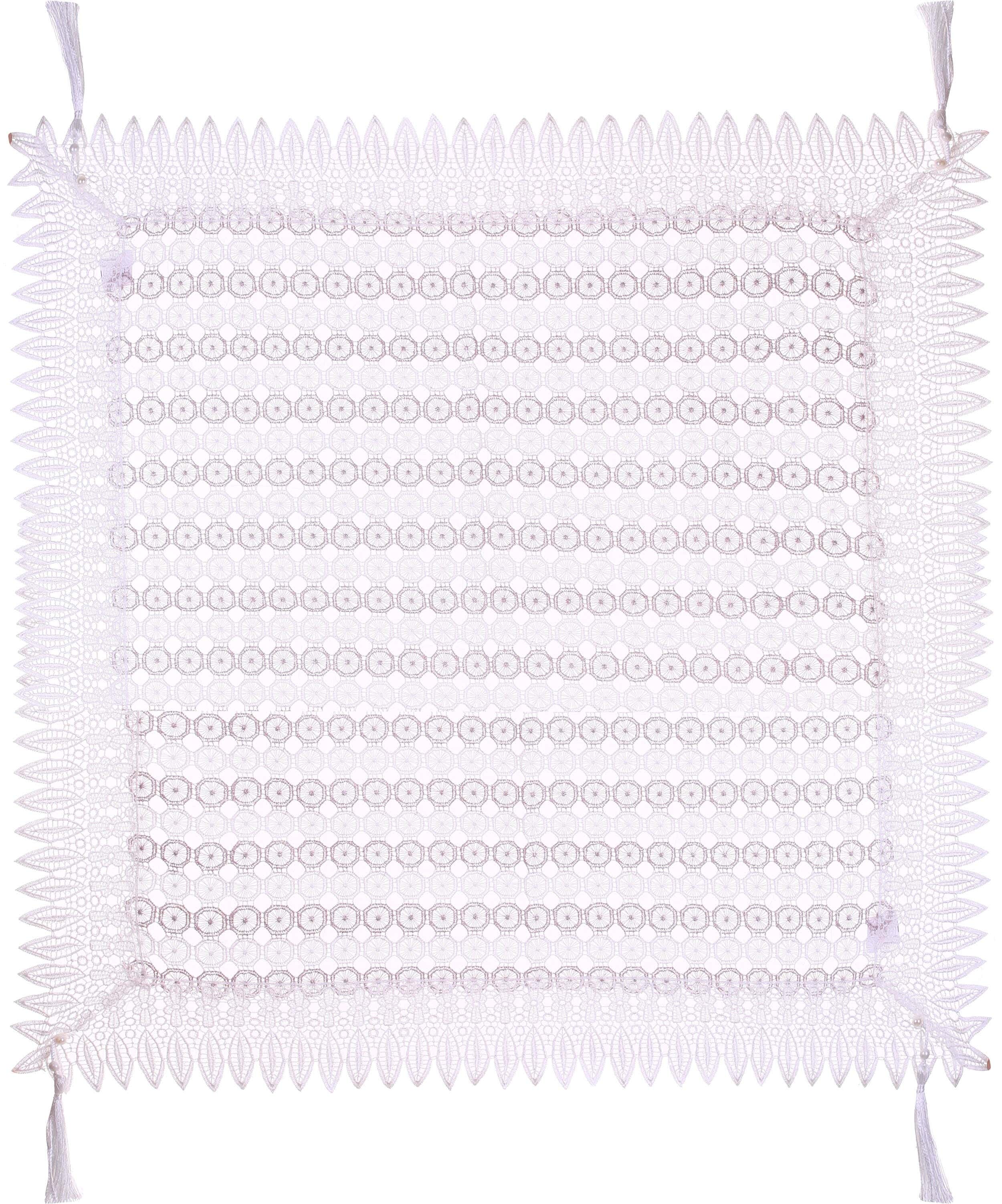 Queen Home Joubert Square Tablecloth, 80×80 cm, Approximately 190 grm - White Cashmere