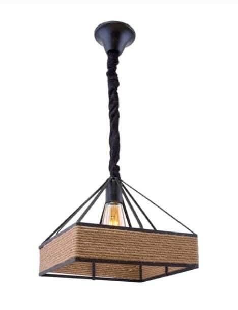 Metal Chandelier Pendant With Rust-Resistant Metal Coating, 28 X 28 X 55 Cm - Black