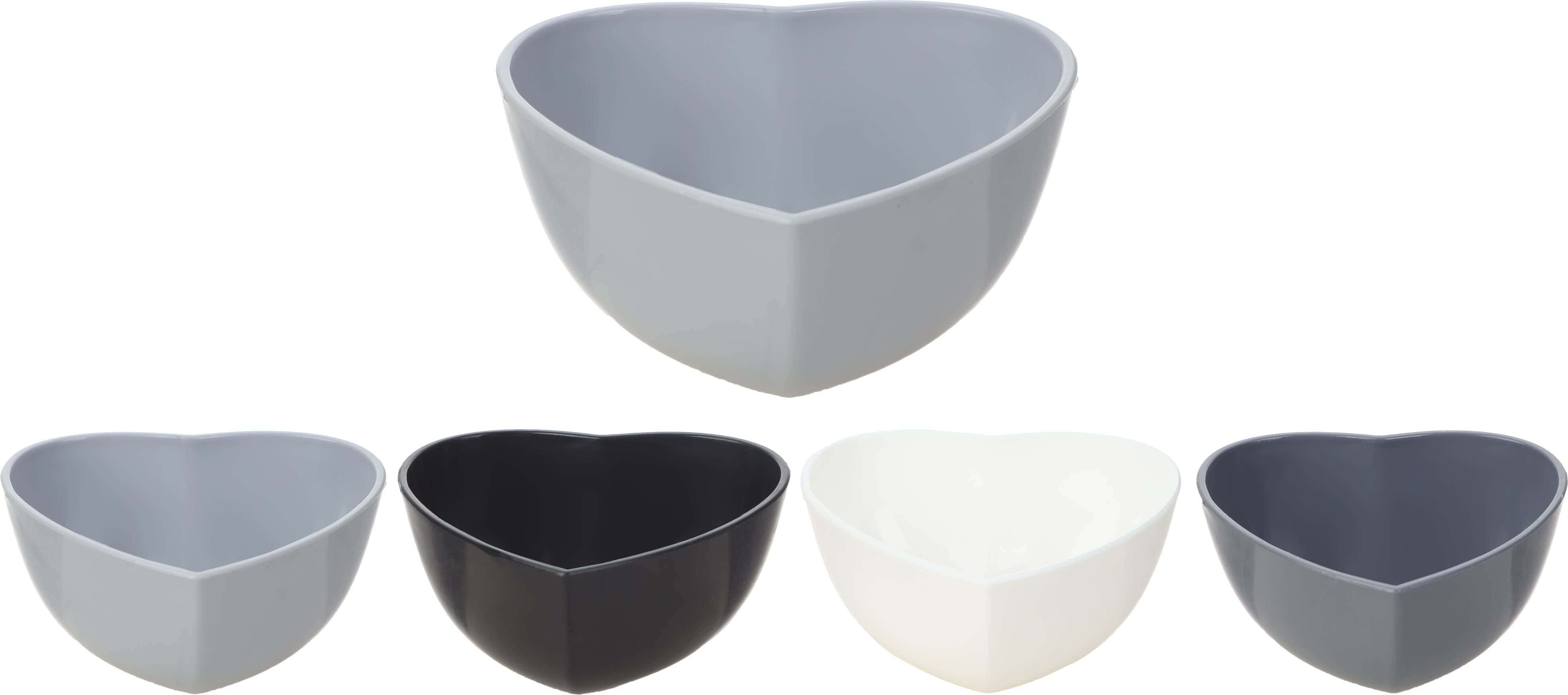 Lamsa Plastic Bowl Set, Heart Shaped, 5 Pieces - Multicolor