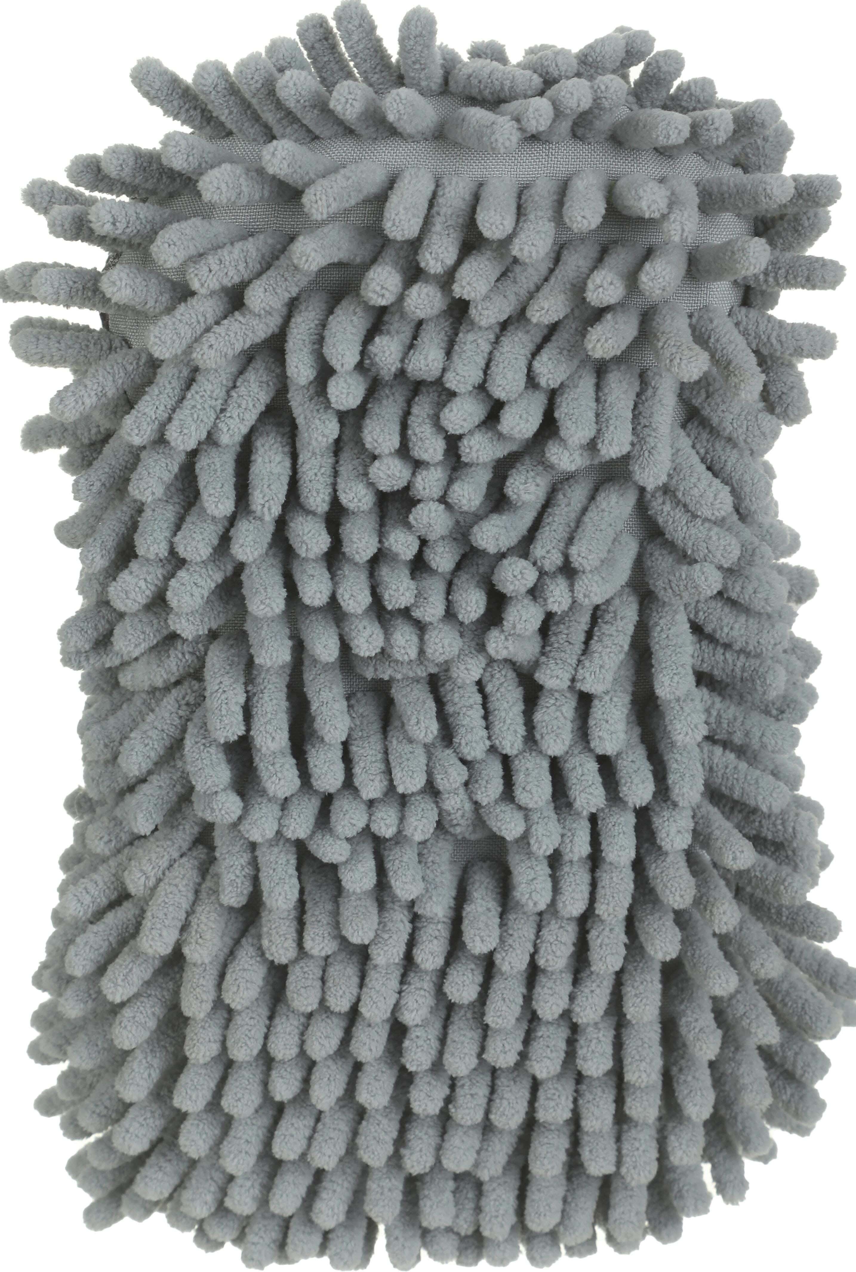 Liao Rectangular Chenille Sponge for Car Cleaning, 11×25 cm - Grey