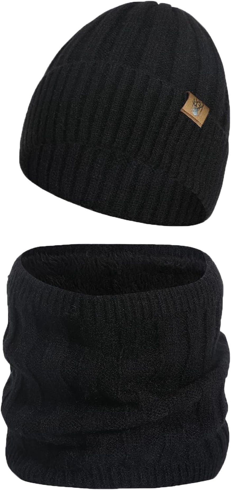 Insismy Winter Hat Loop And Scarf Set - Black