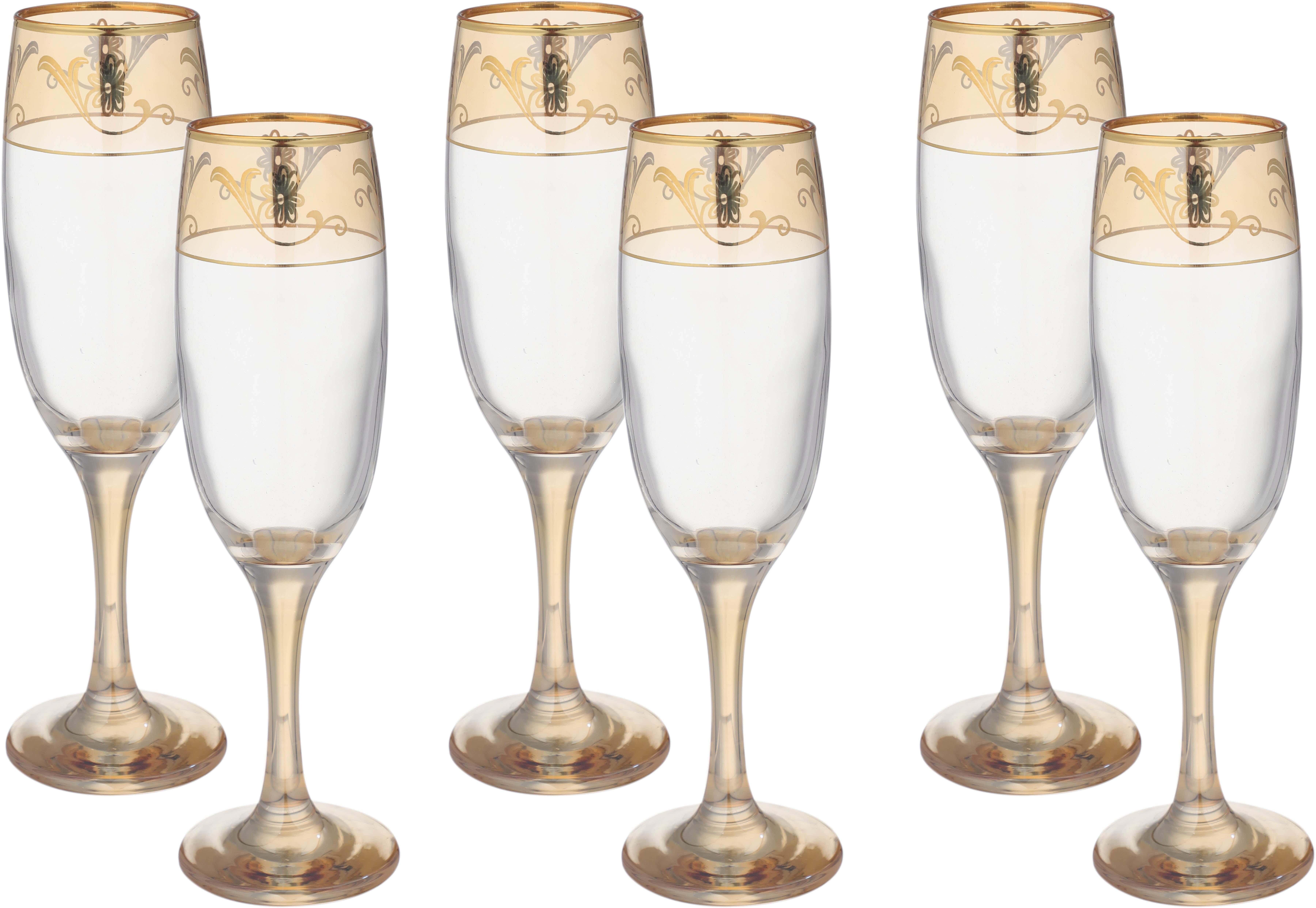 Segaey Glass Cup Set, 21 cm, 6 Pieces - Clear Gold
