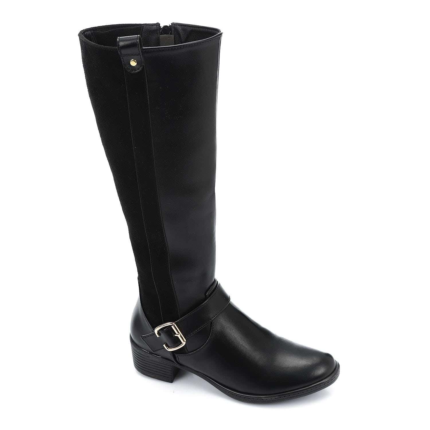 XO Style Leather Boot For Women, Size 40 EU - Black