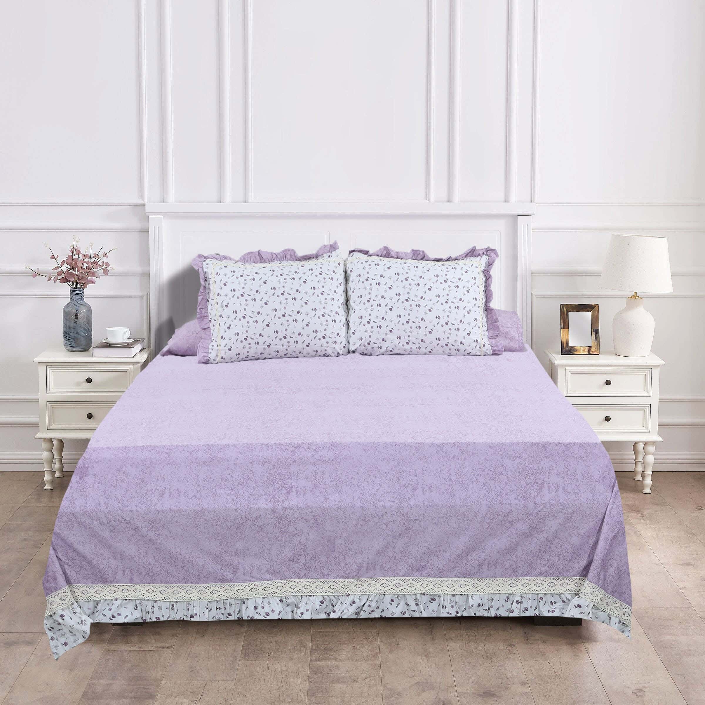 Keeva Cotton Bed Sheet Set, 4 Pieces, 250×270 cm, 2800 grams - Pink