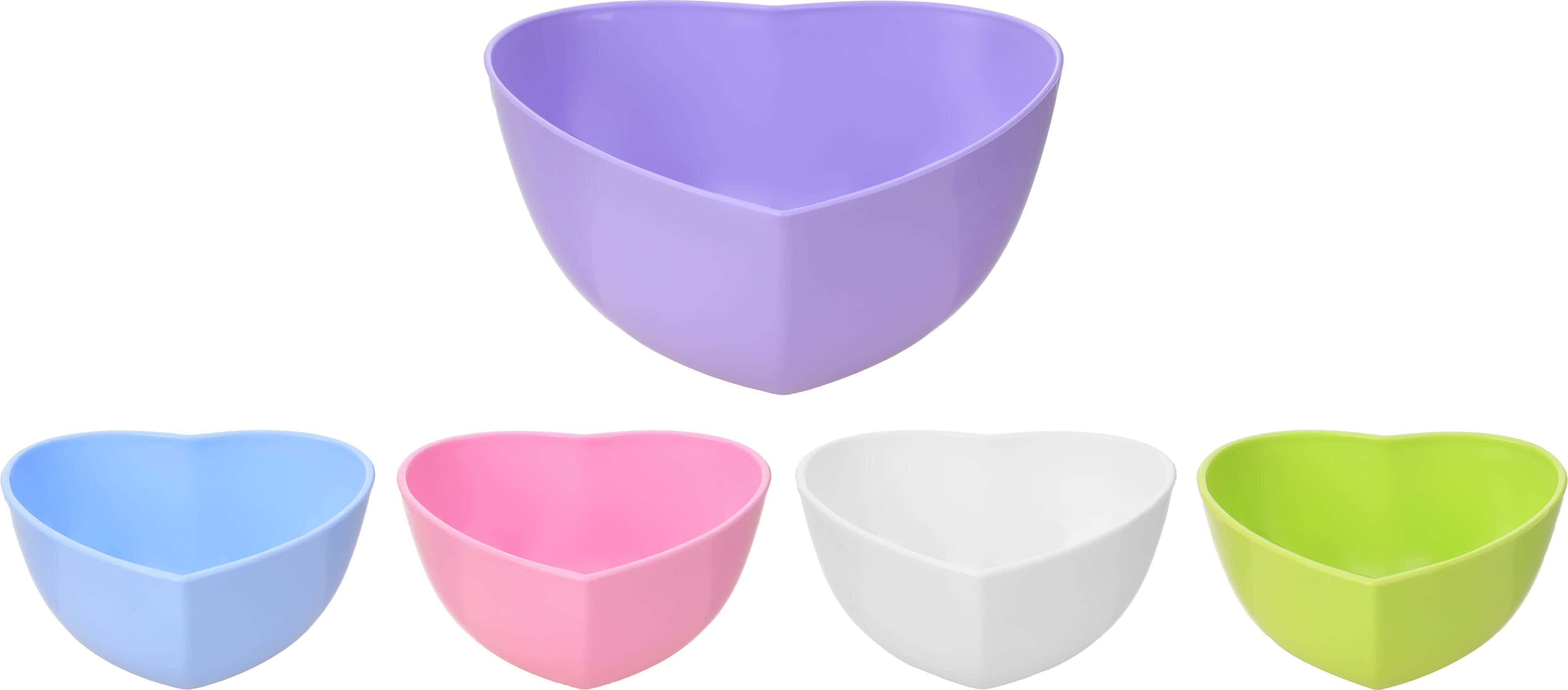 Lamsa Plastic Bowl Set, Heart Shaped, 5 Pieces - Multicolor