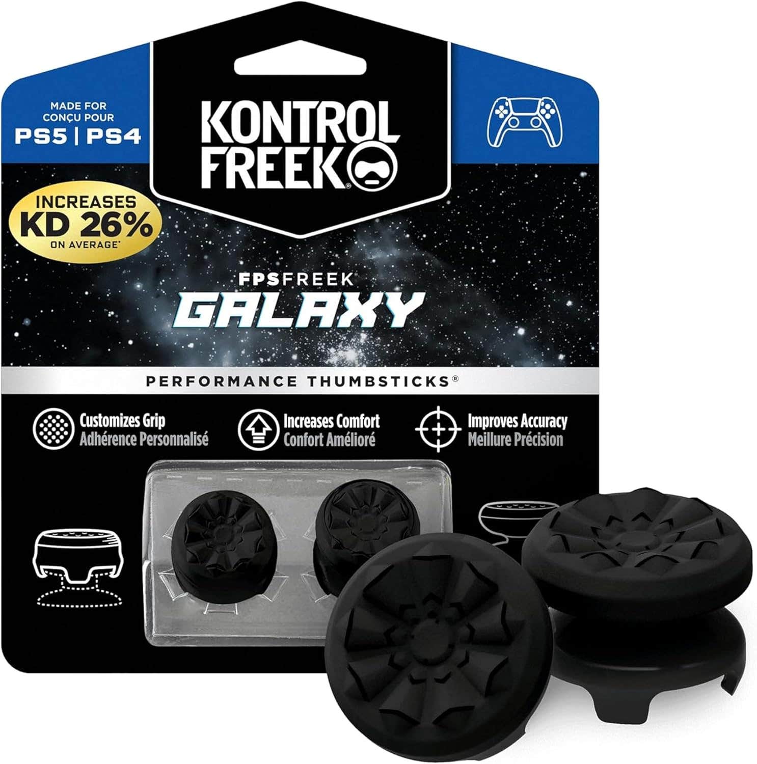 Steelseries Rubber Controller Thumb Grips Caps for PlayStation 4, PlayStation 5, 2 Pieces - Black