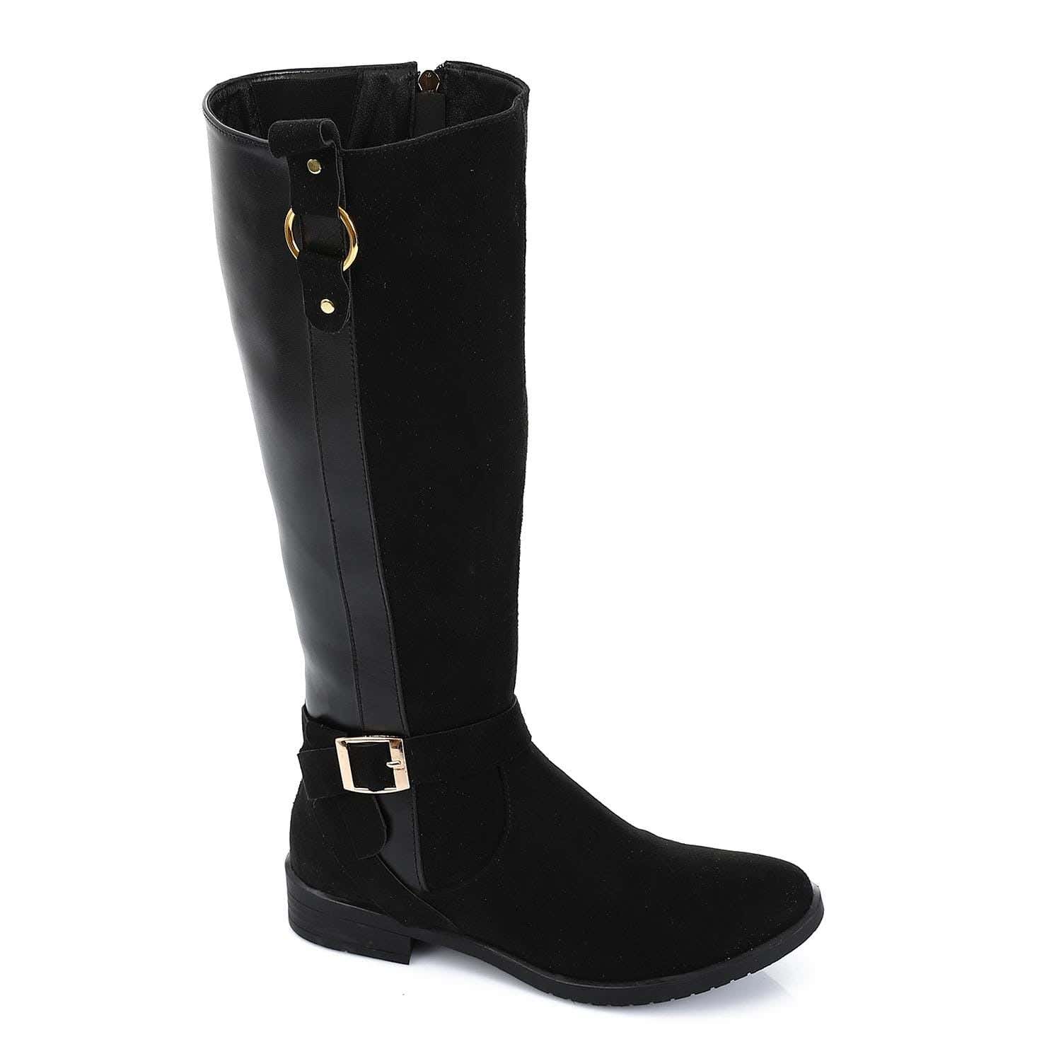 XO Style Leather Boot For Women, Size 39 EU - Black
