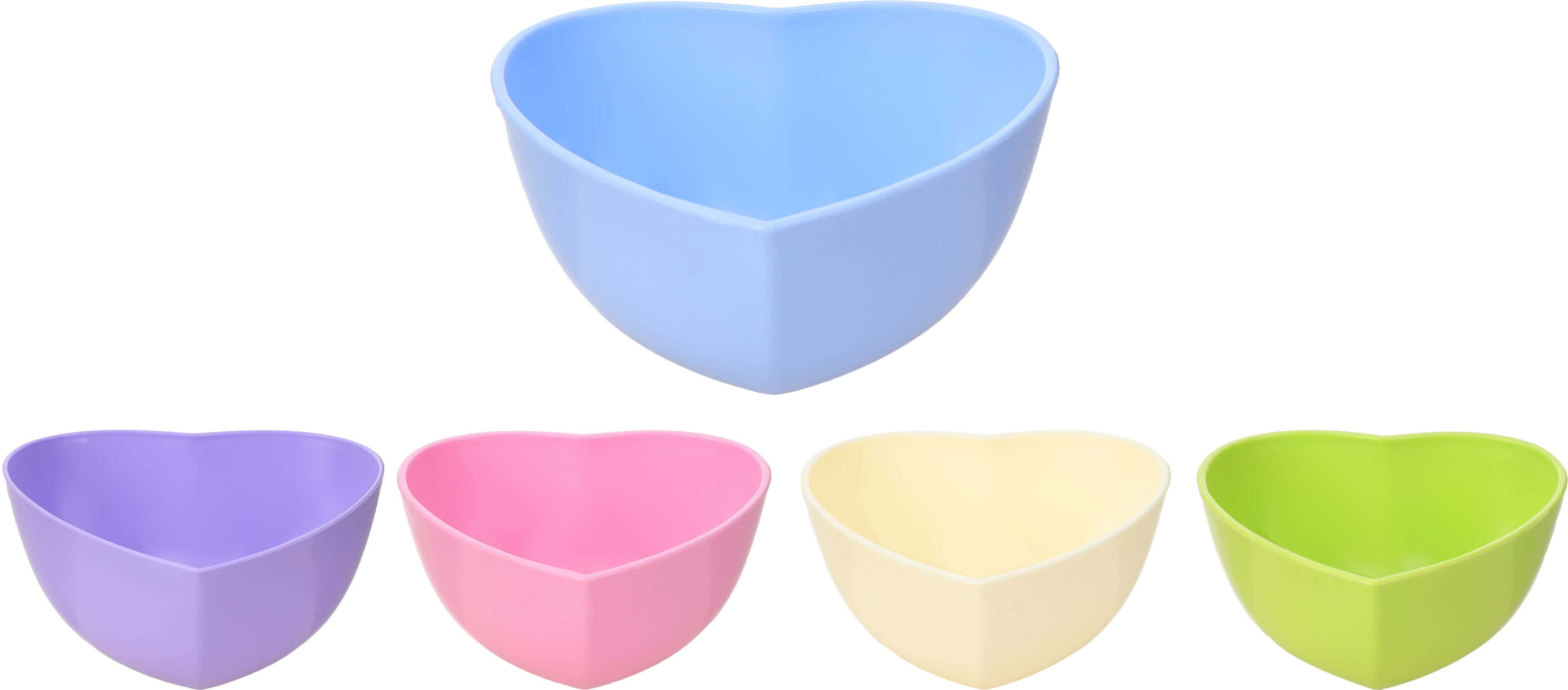 Lamsa Plastic Bowl Set, Heart Shaped, 5 Pieces - Multicolor