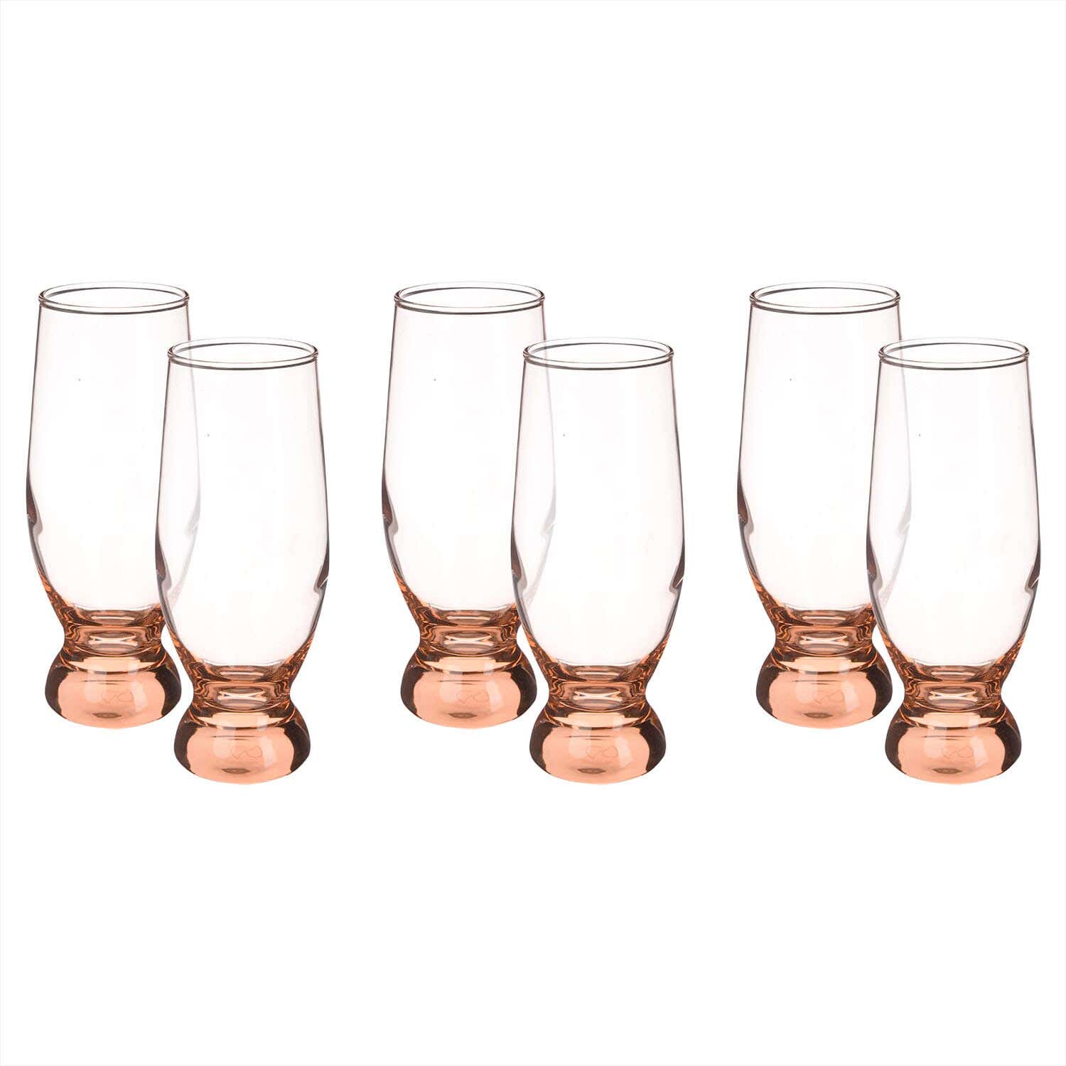Pasabahce Glass Cups Set, 6 Pieces, 370 ml - Brown