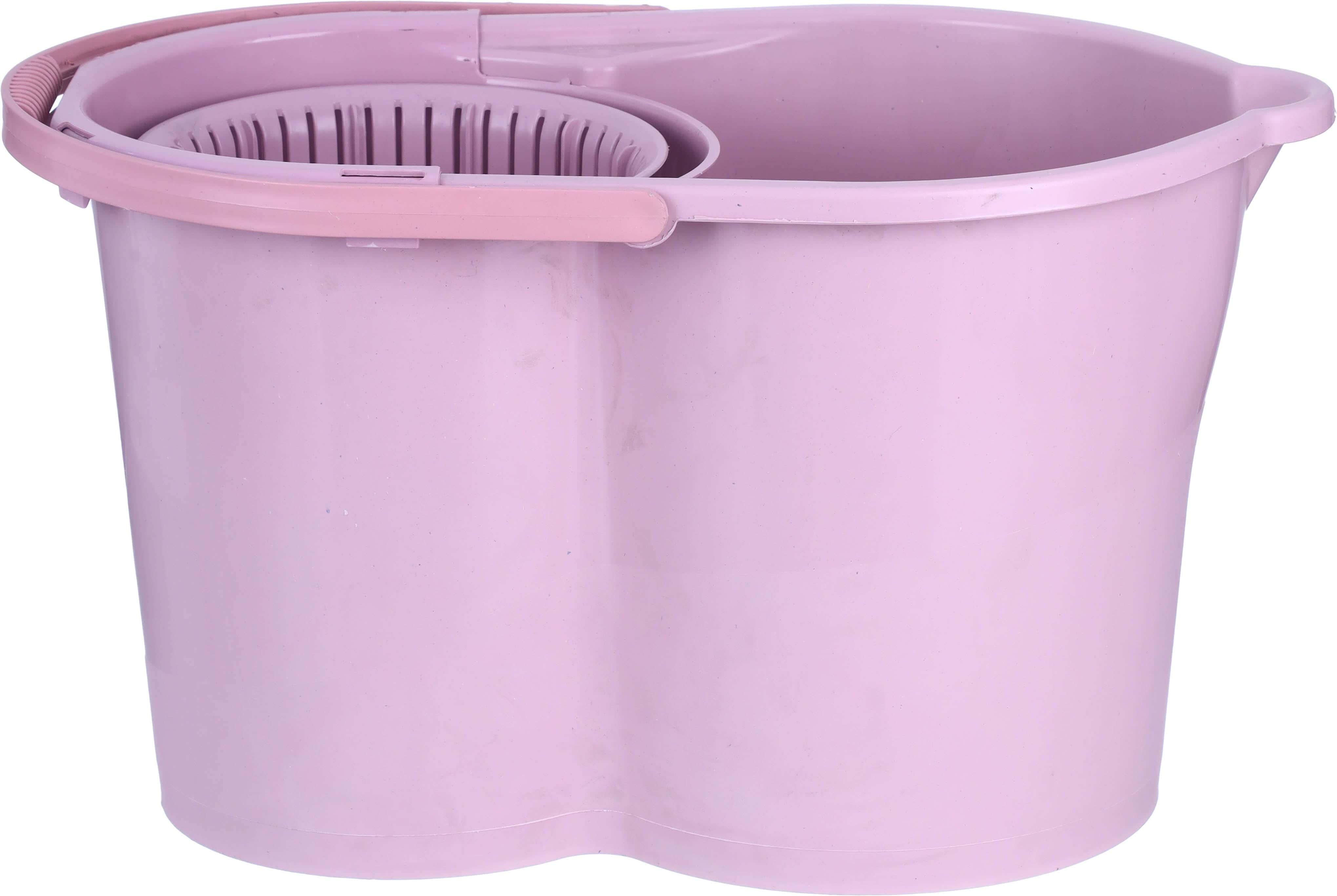 Plastic Bucket with Wringer and Stainless Steel Handle and Cotton Replacement, 25 Litres - Cashmere