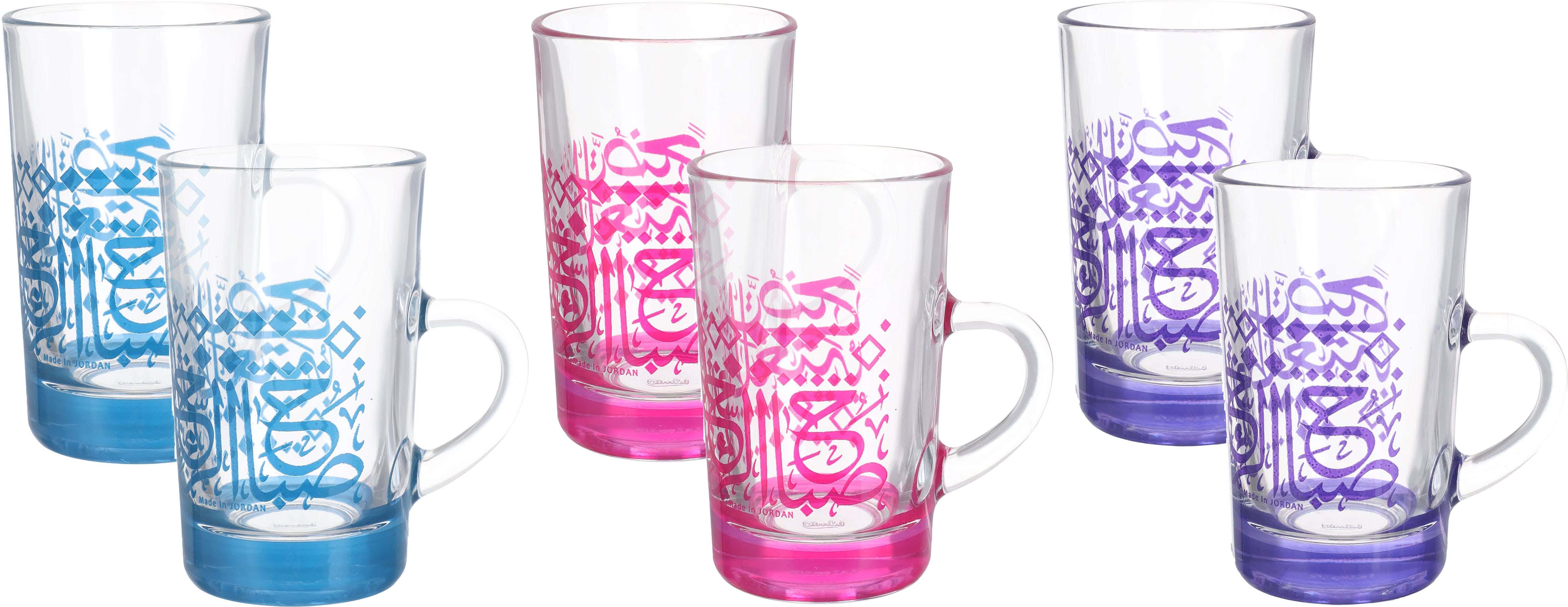 Dimlaj Glass Istikana Tea Set, 6 Pieces, 150 ml - Multicolor