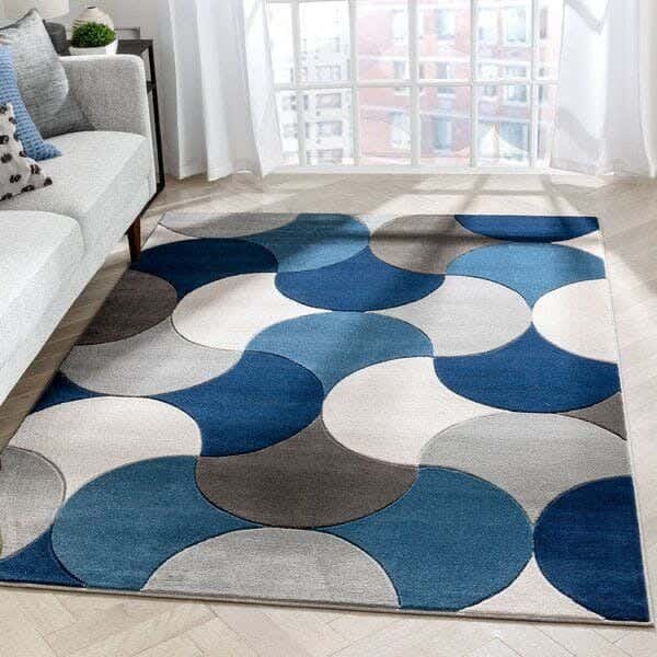 Line Sleep Dots Fabric Carpet protector, 160x250 cm - Multicolor