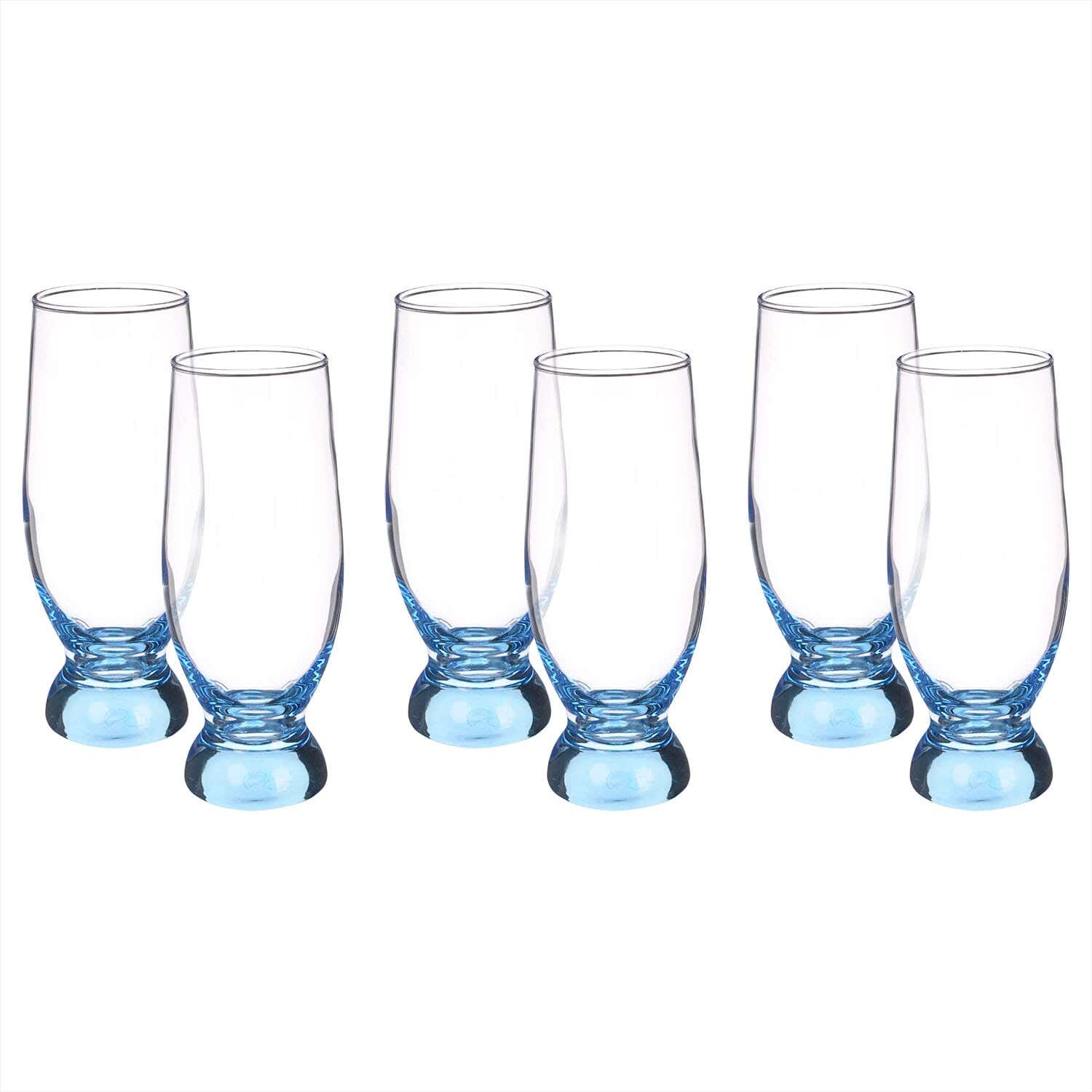 Pasabahce Glass Cups Set, 6 Pieces, 370 ml - Blue