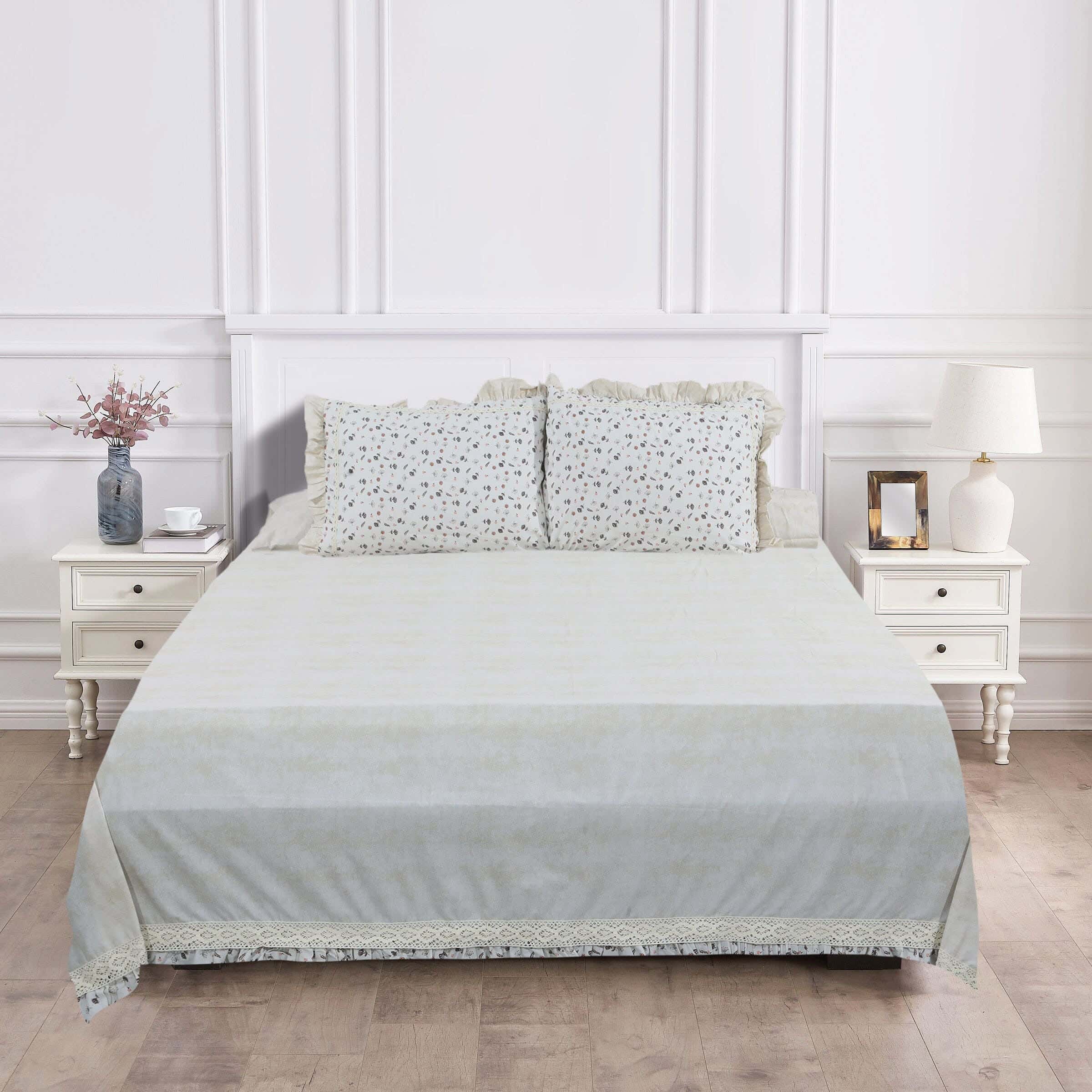 Keeva Cotton Bed Sheet Set, 4 Pieces, 250×270 cm, 2800 grams - Light Beige