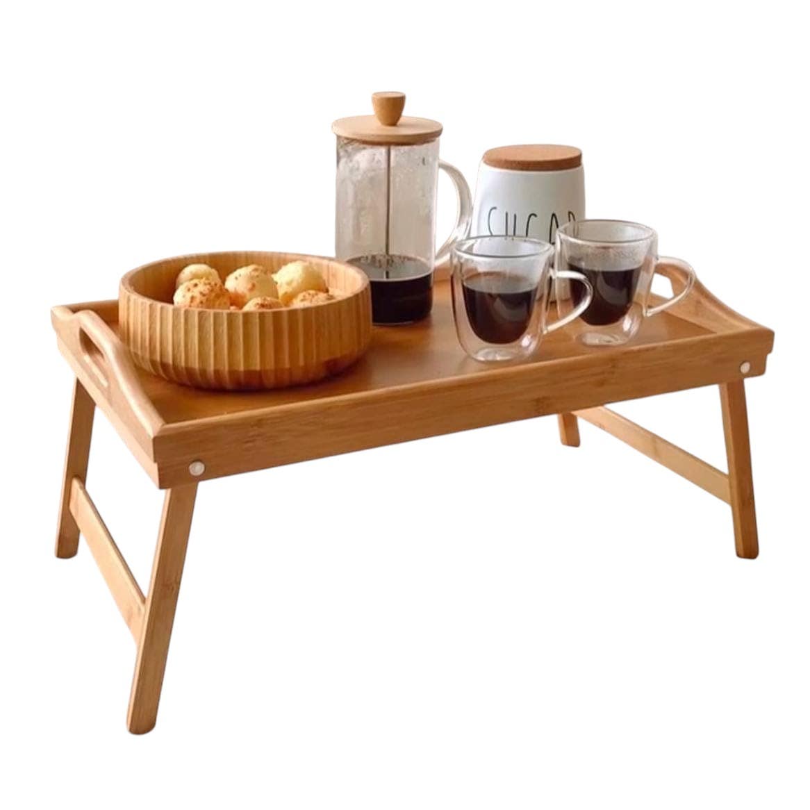 Multifunctional Beech Wood Breakfast Table - Beige