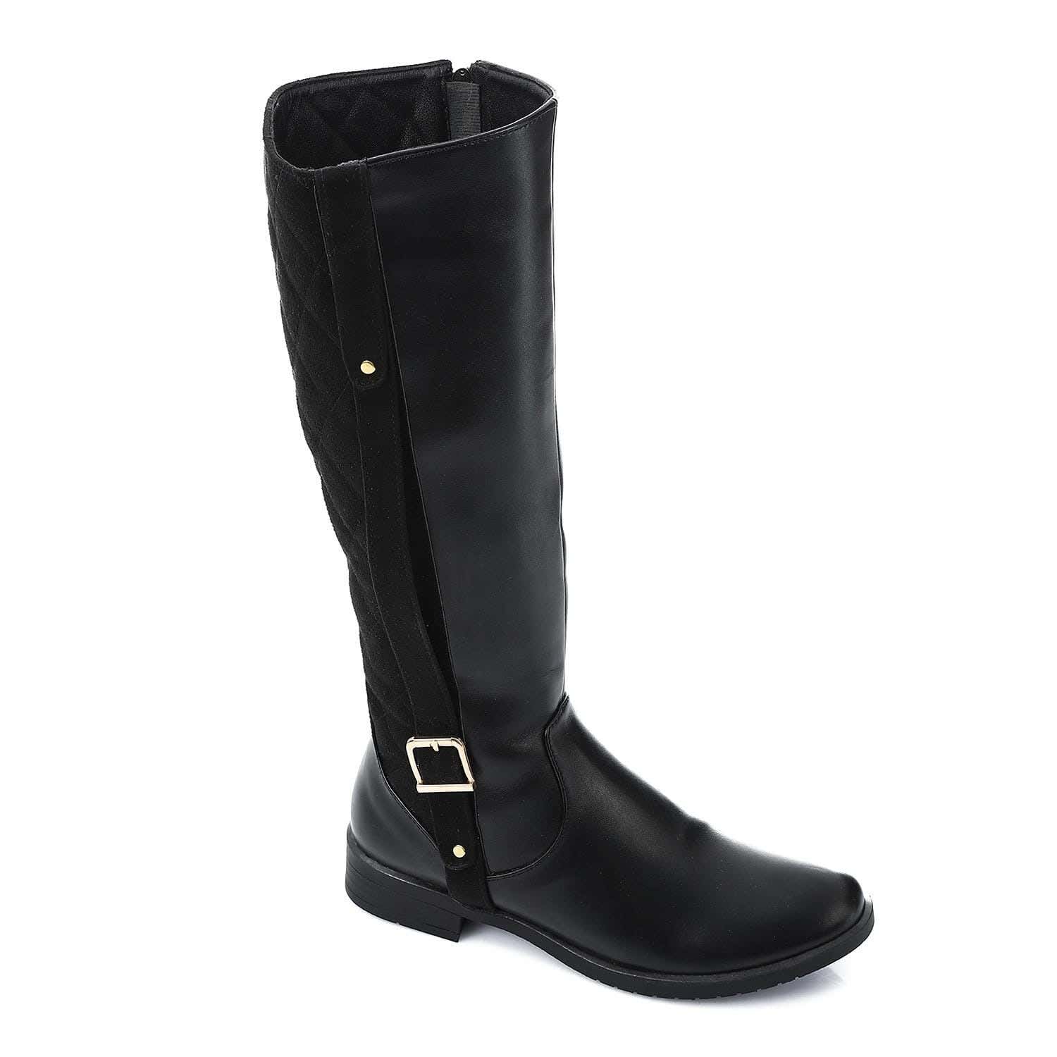 XO Style Leather Boot For Women, Size 39 EU - Black