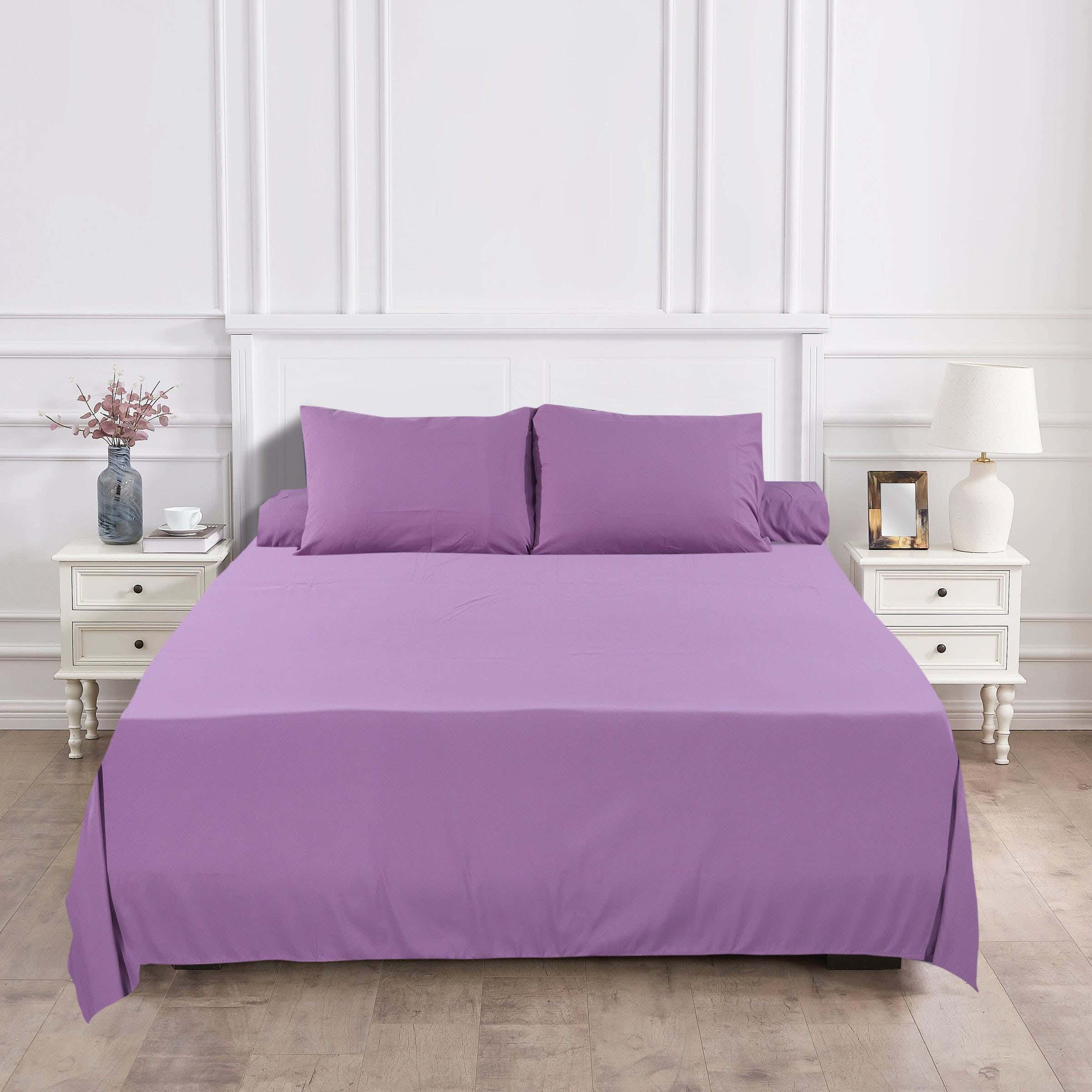 Bed&Bed Microfiber Bedding Sheet Set, 4 Pieces, 220×240 cm - Mauve