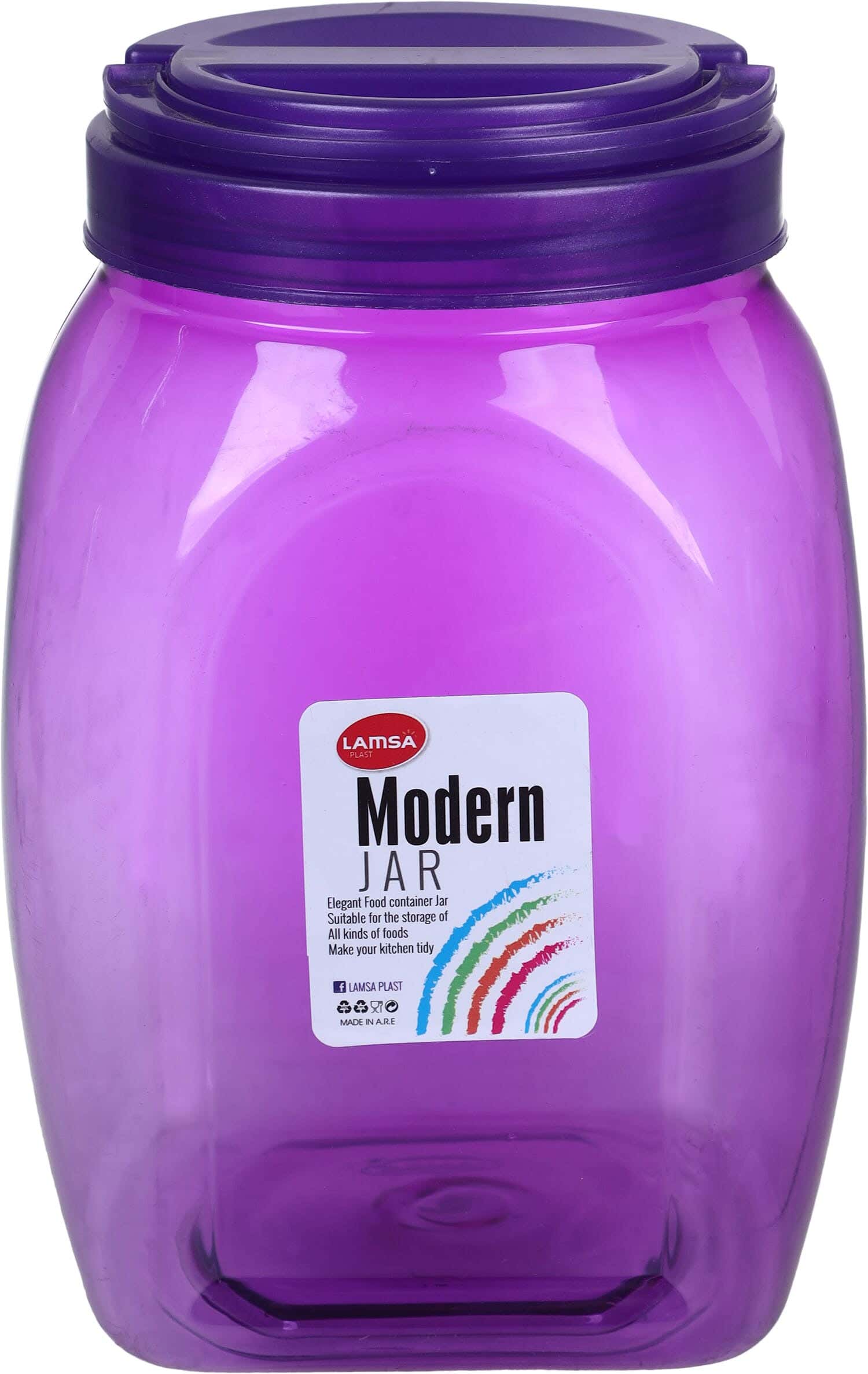Lamsa Plast Square Plastic Jar, 2300 ml - Purple