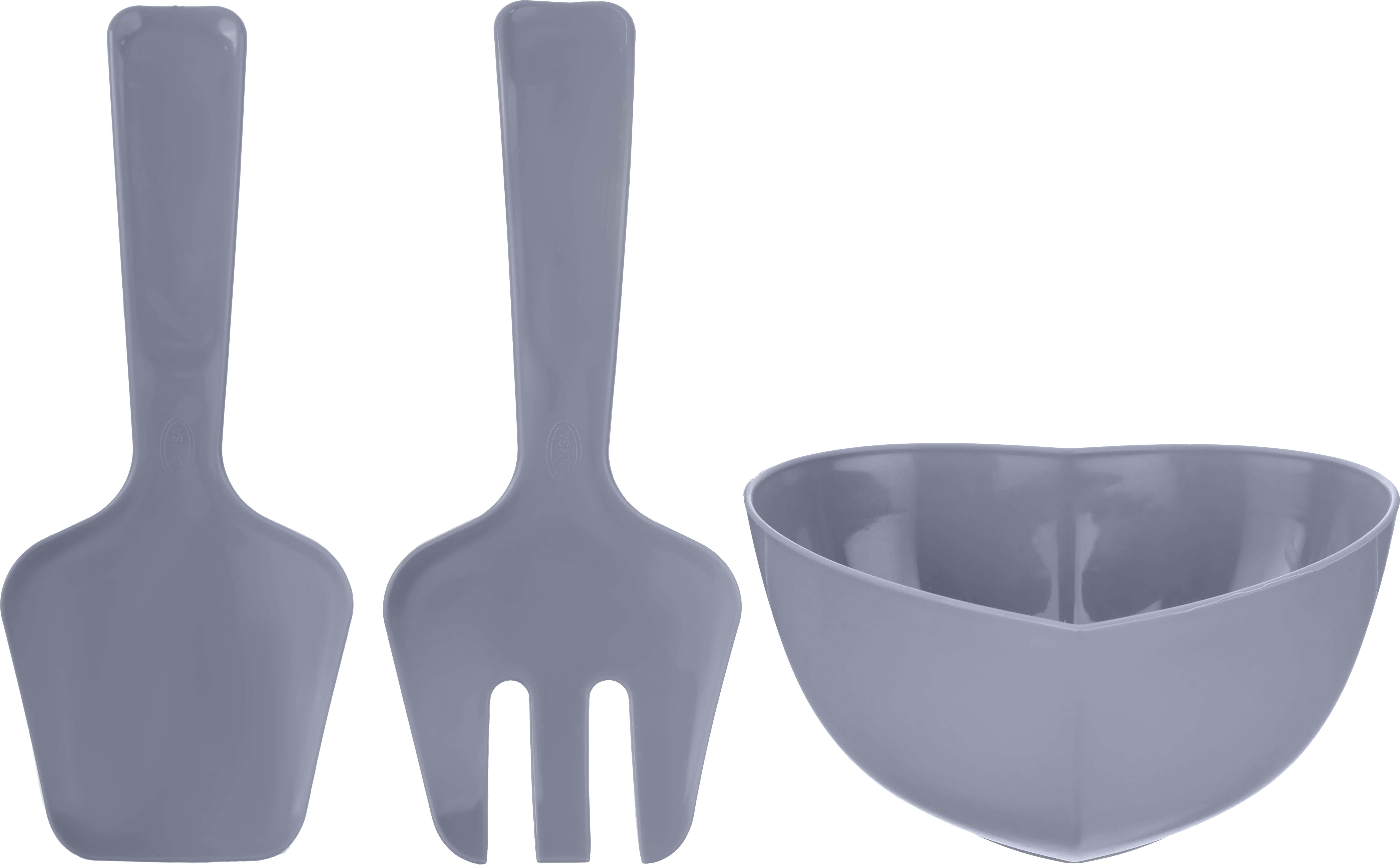 Lamsa Plastic Salad Bowl, 3 Pieces, 2300 ml - Grey