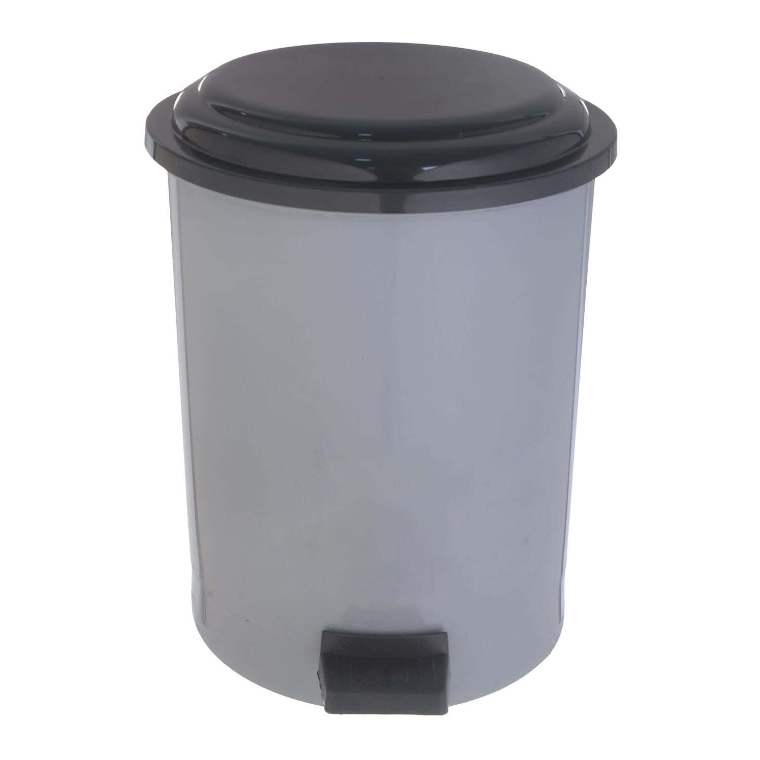 El Hoda Trash Bin with Pedal, 6 Liter - Grey Black