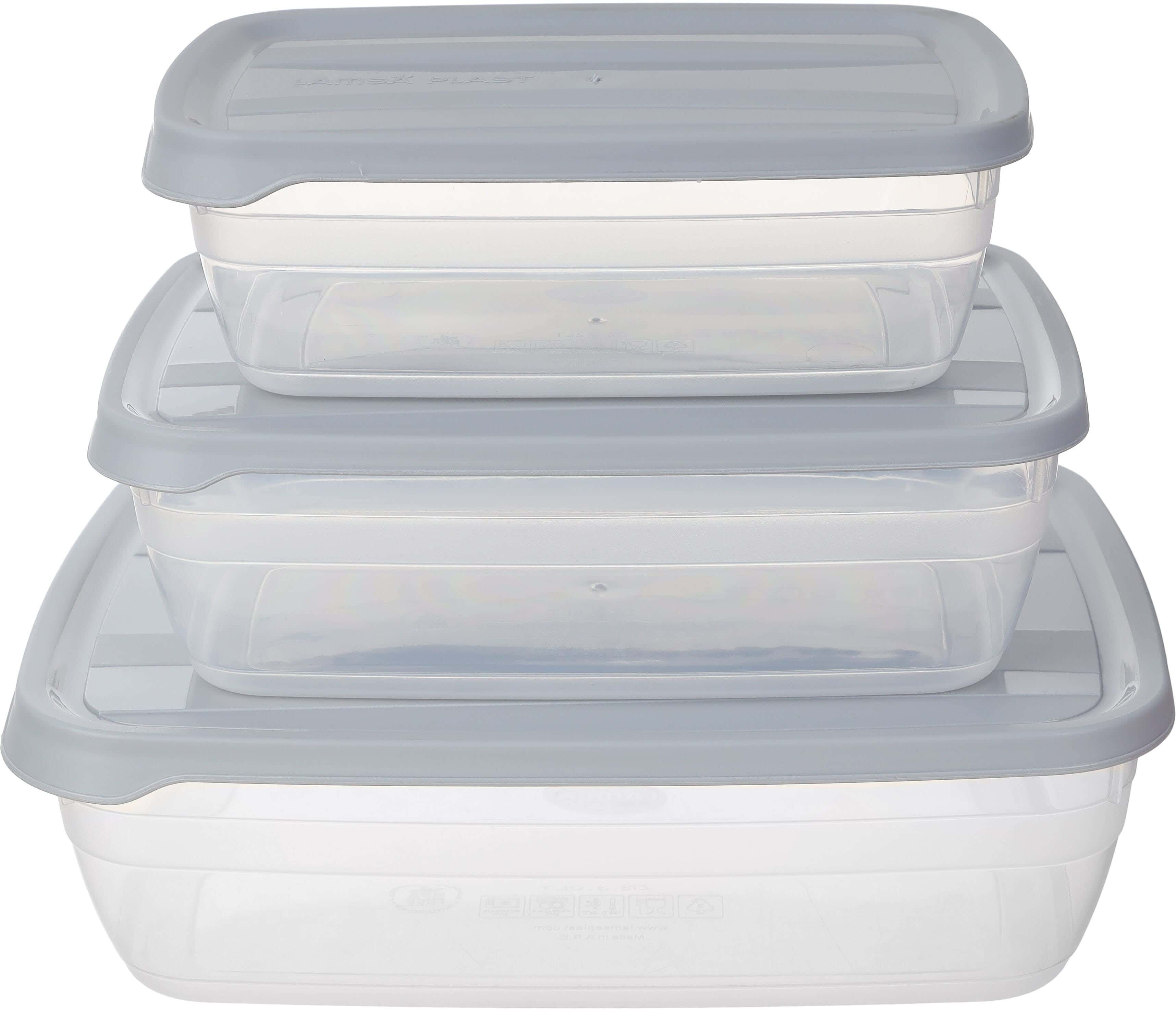 Lamsa Plastic Plastic Refrigerator box Set, 3 Pieces - Grey