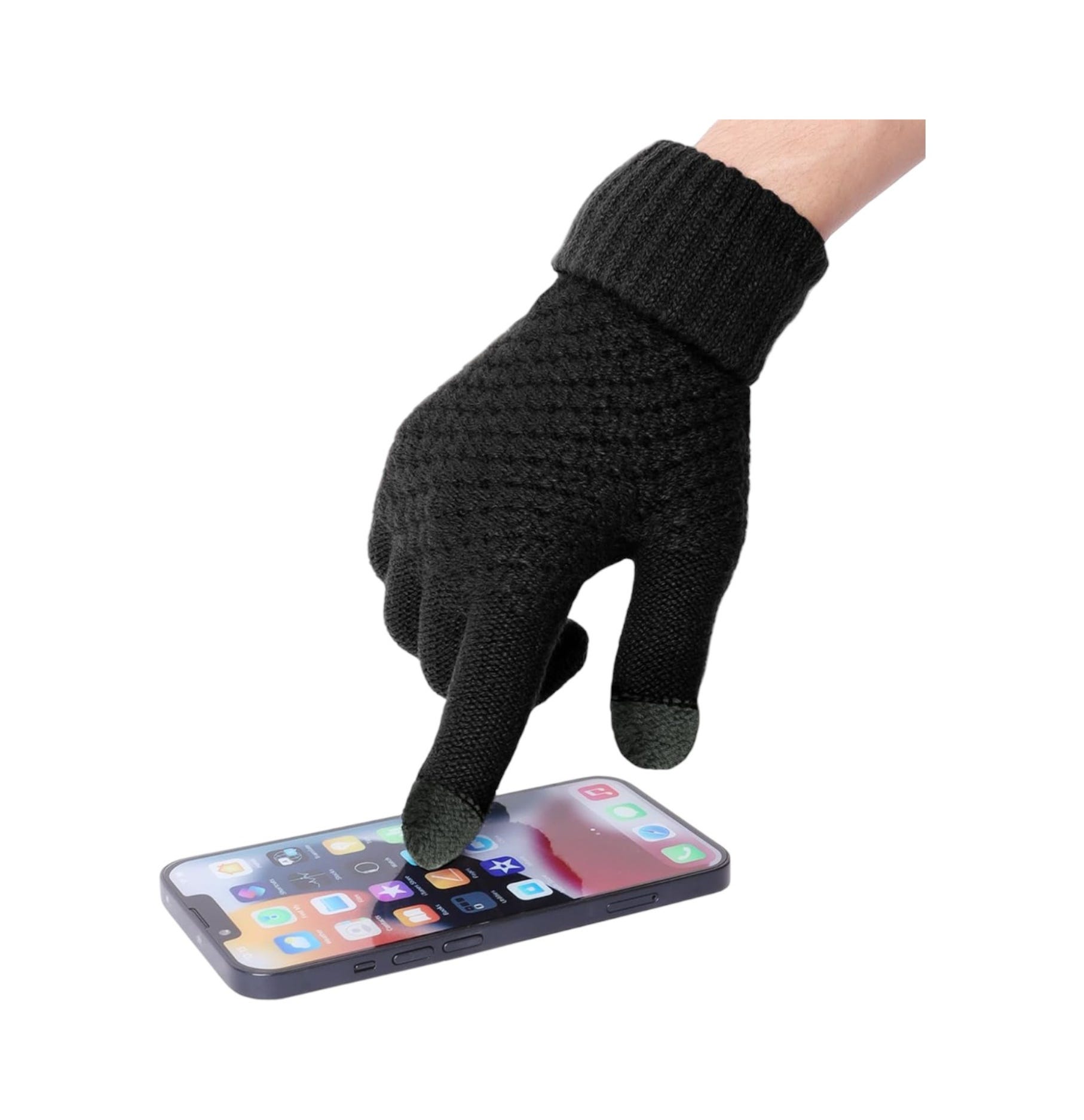 Minicoco Winter Warm Knitted Gloves - Black