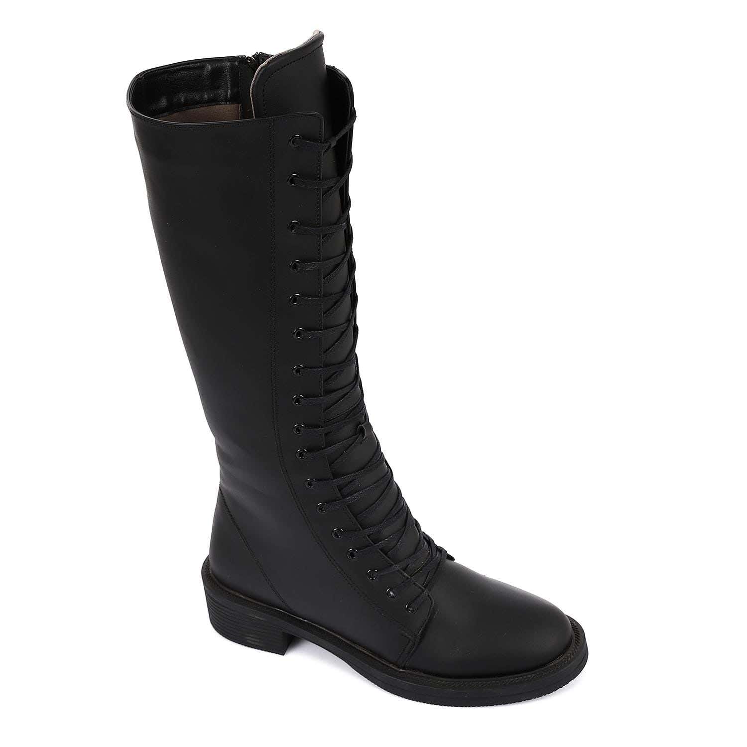 XO Style Leather Boot For Women, Size 41 EU - Black