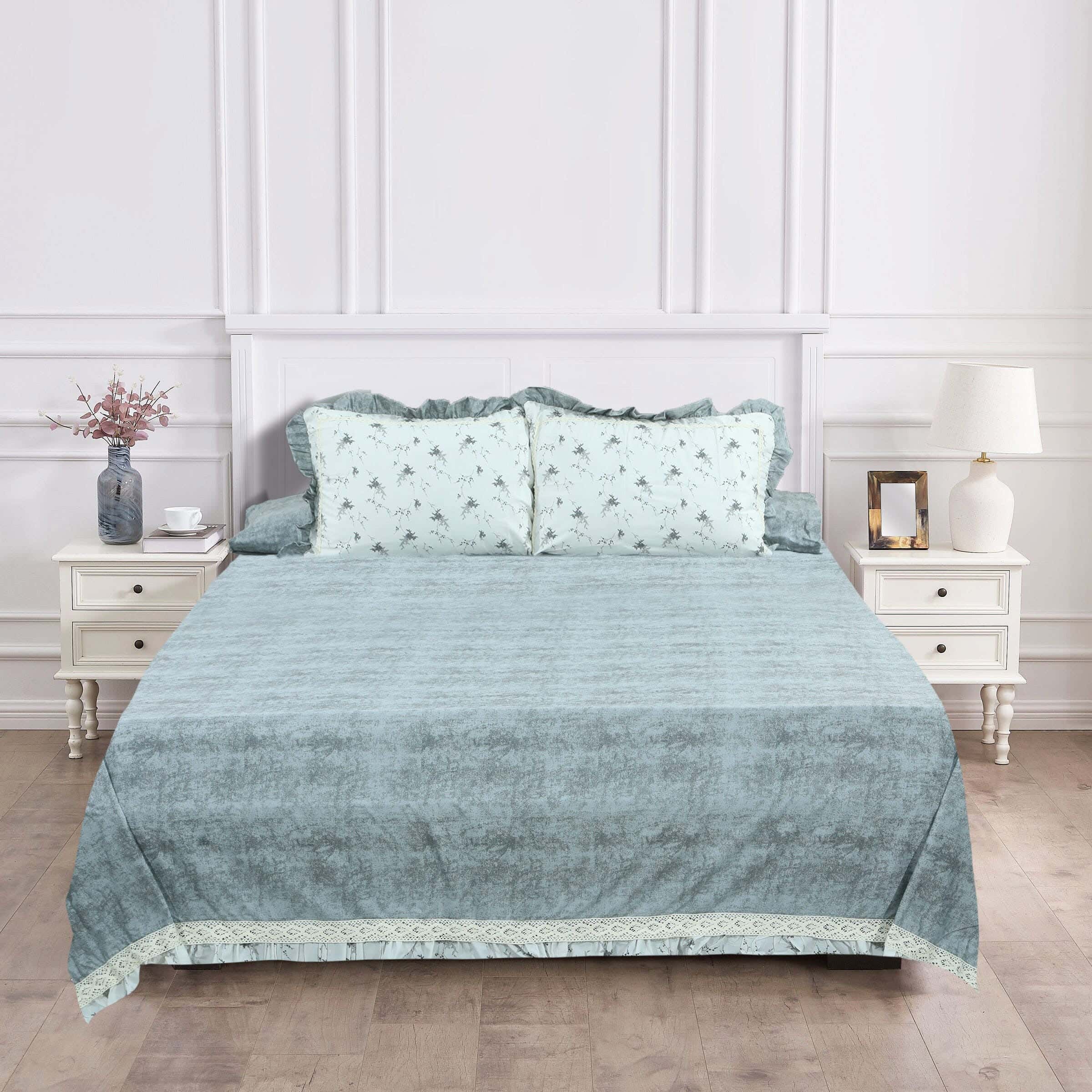 Keeva Cotton Bed Sheet Set, 4 Pieces, 250×270 cm, 2800 grams - Grey