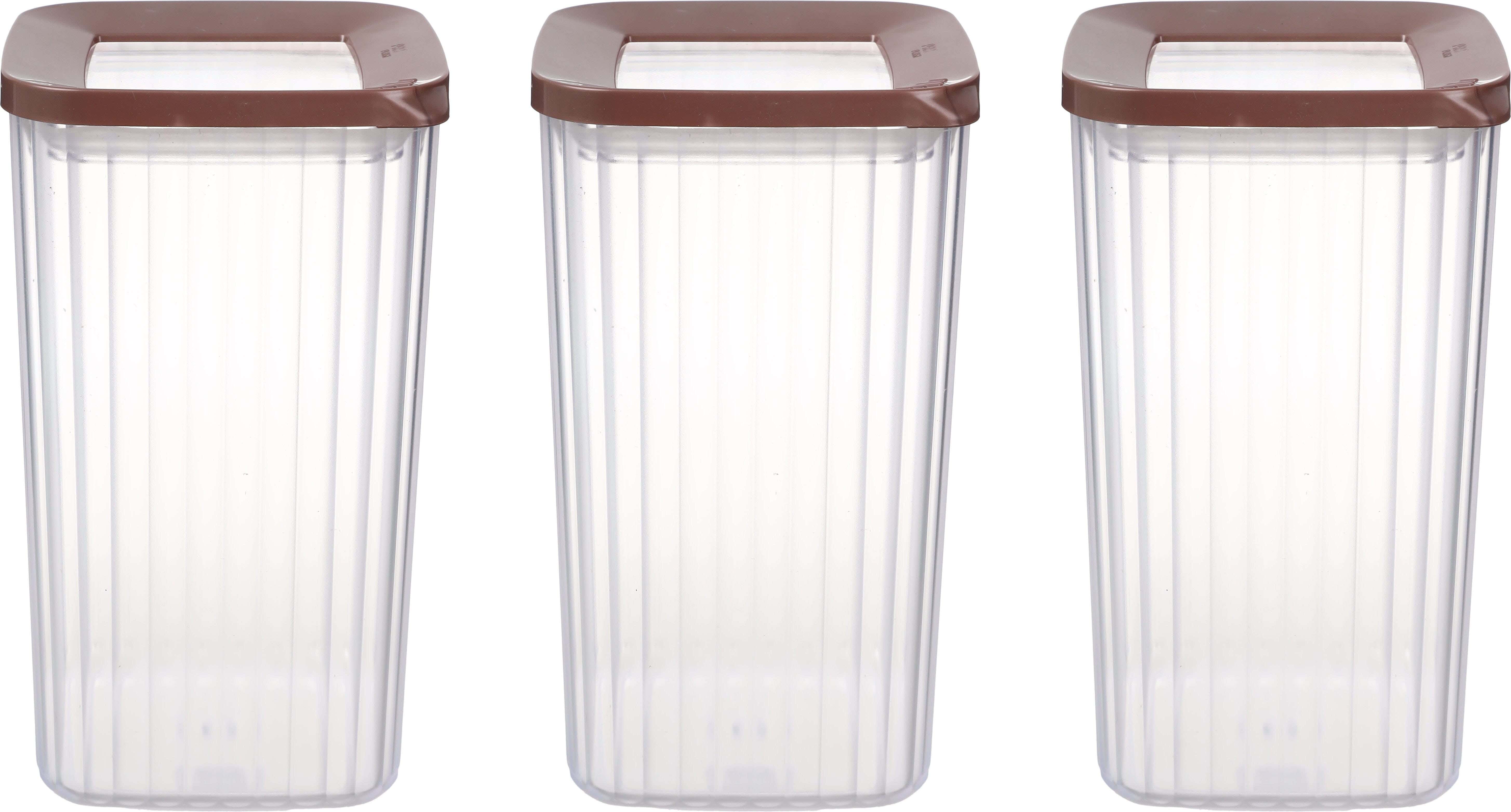 Pro Plast Plastic Storage Box Set, 3 Pieces, 1300 Ml - Brown Clear
