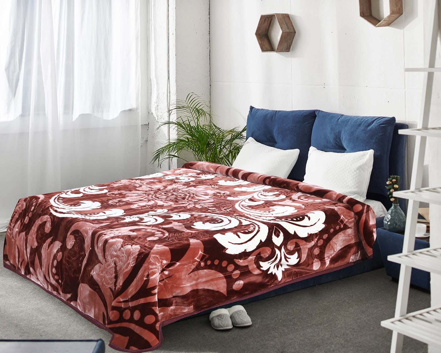 Aslan Velvet Two Layer Blanket, 220×240 Cm, Approximately 9500 gm - Brown