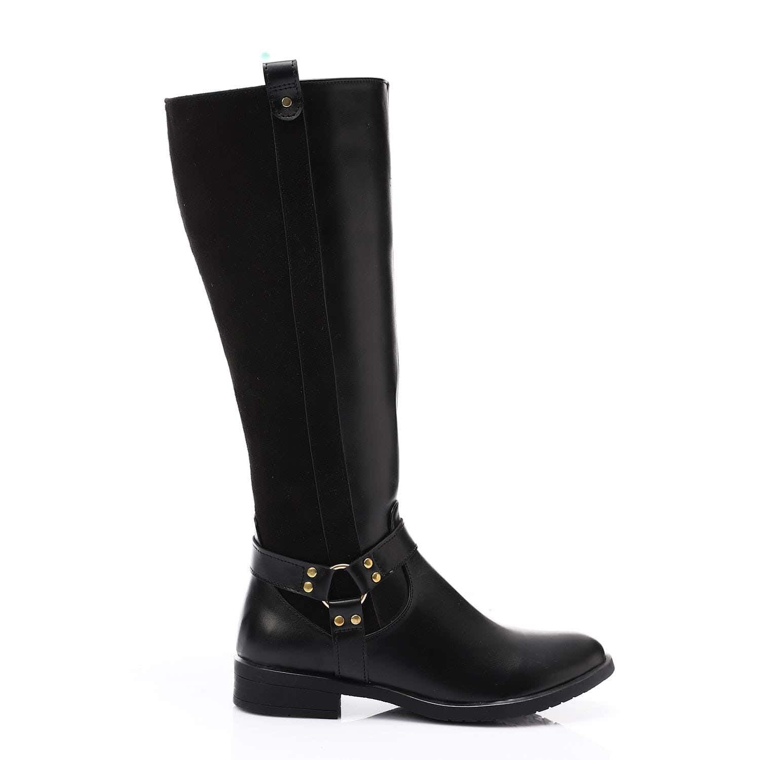 XO Style Leather Boot For Women, Size 39 EU - Black