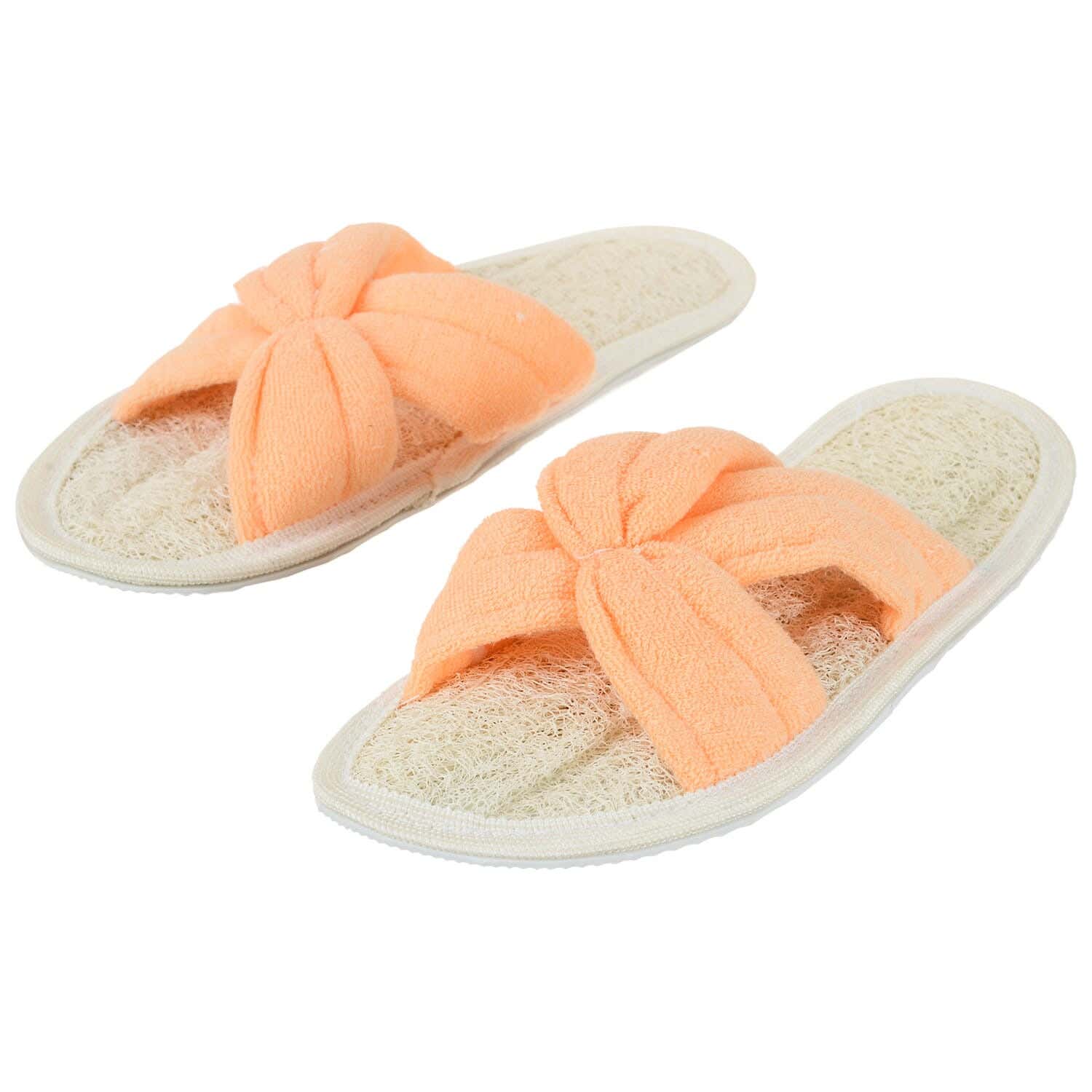 Elegant Loofah Slipper, 2 Pieces - Orange