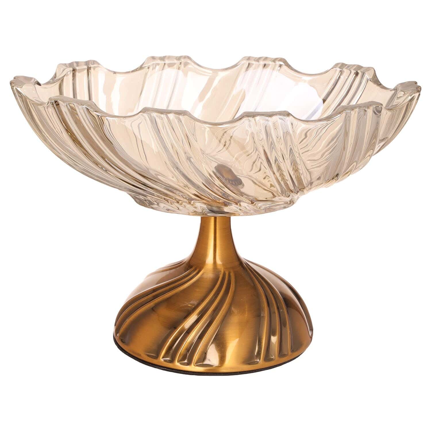 Deep Glass Cooper Plate With Copper Base, 12 X 24 X 16 Cm - Clear Gold