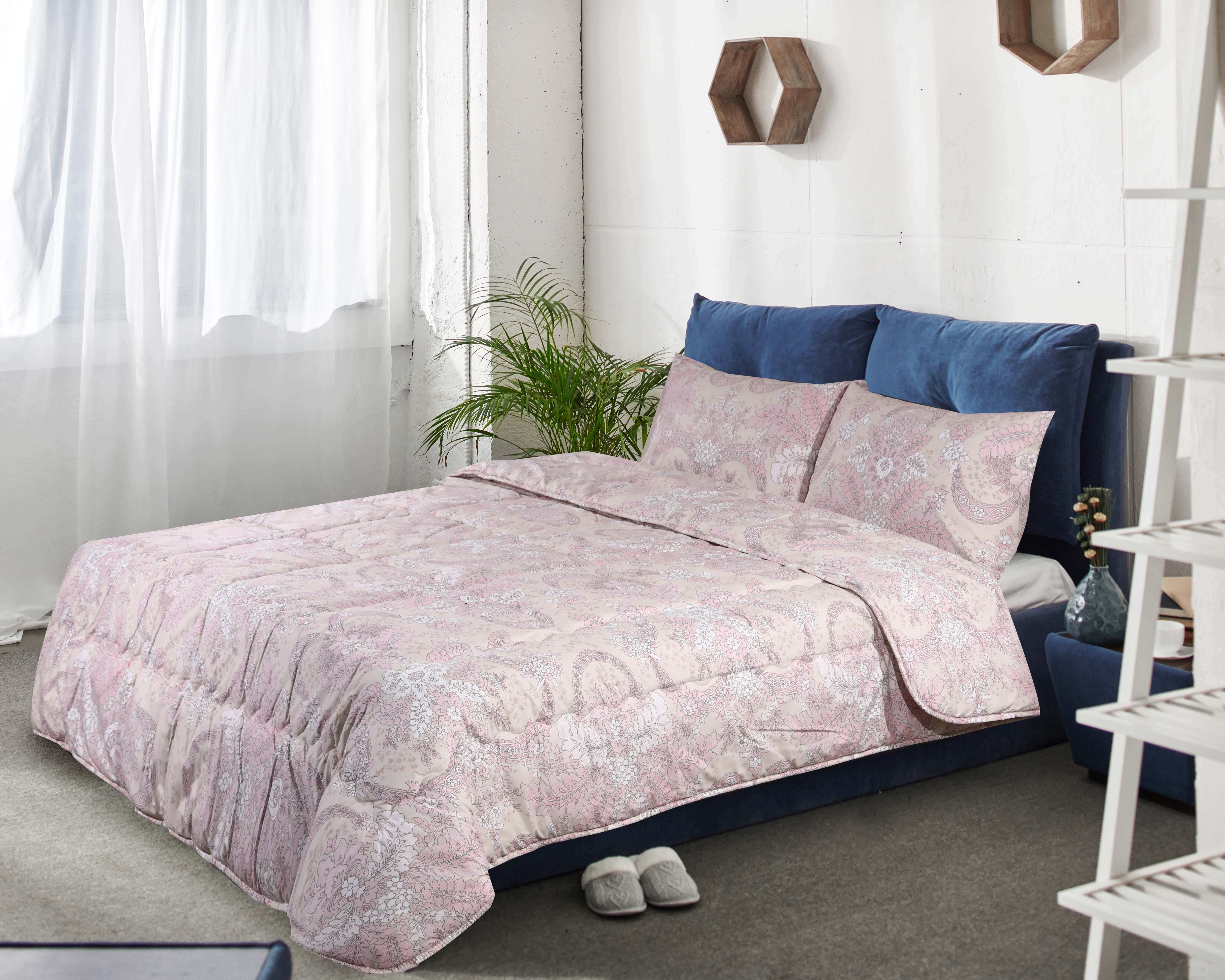 Forbed Cotton Double Quilt Set, 3 Pieces, 240×225 cm - Beige Rose
