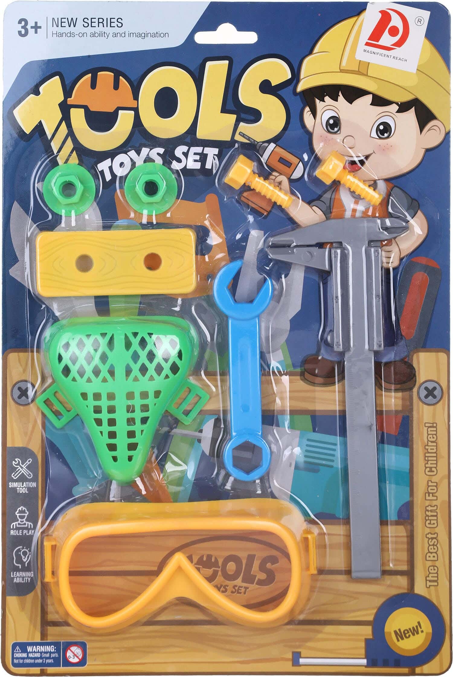 Plastic Carpenter Tools Set for Boys, 9 Pieces - Multicolor