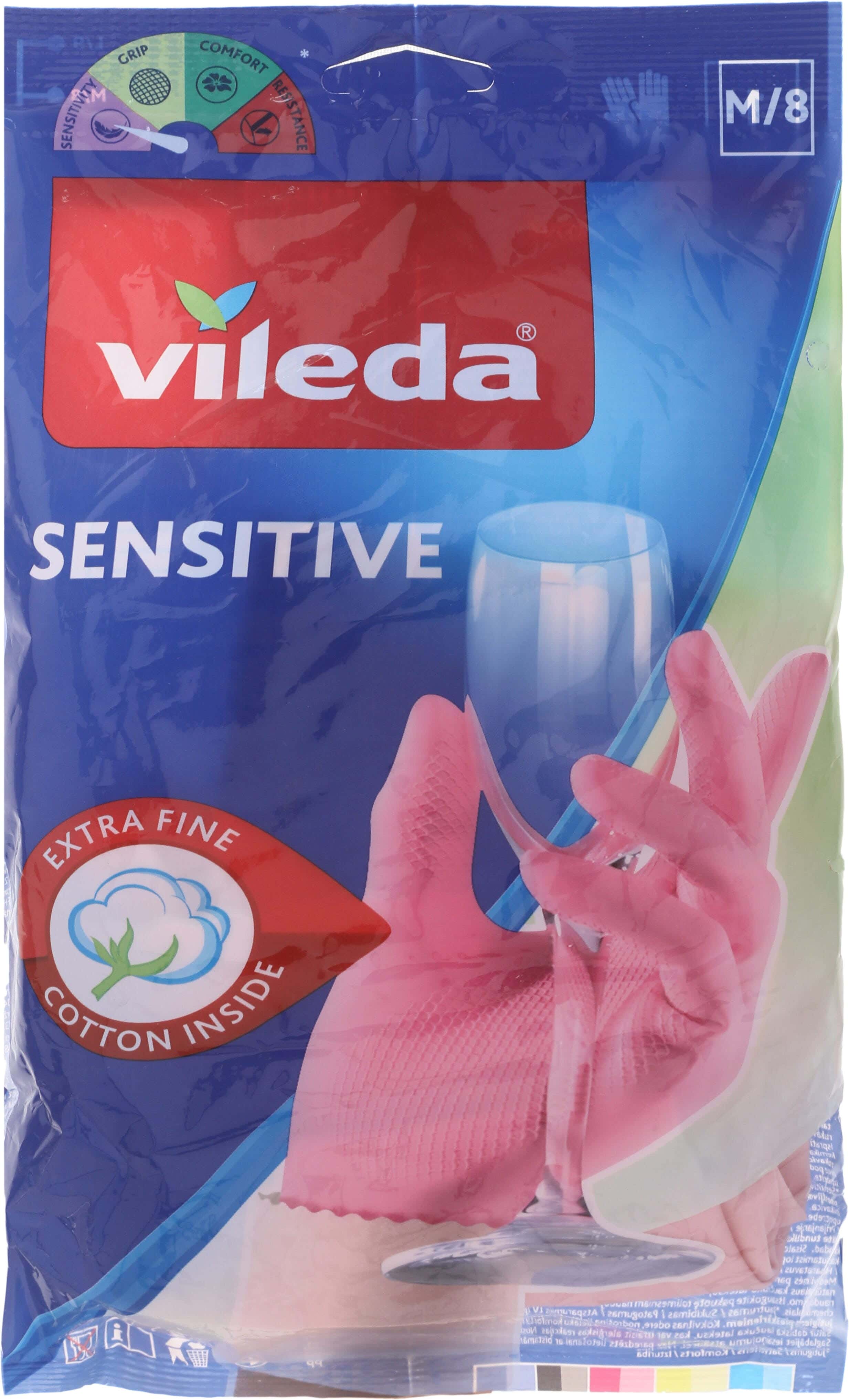 Vileda Silicone Gloves, 2 Pieces, Size M - Pink