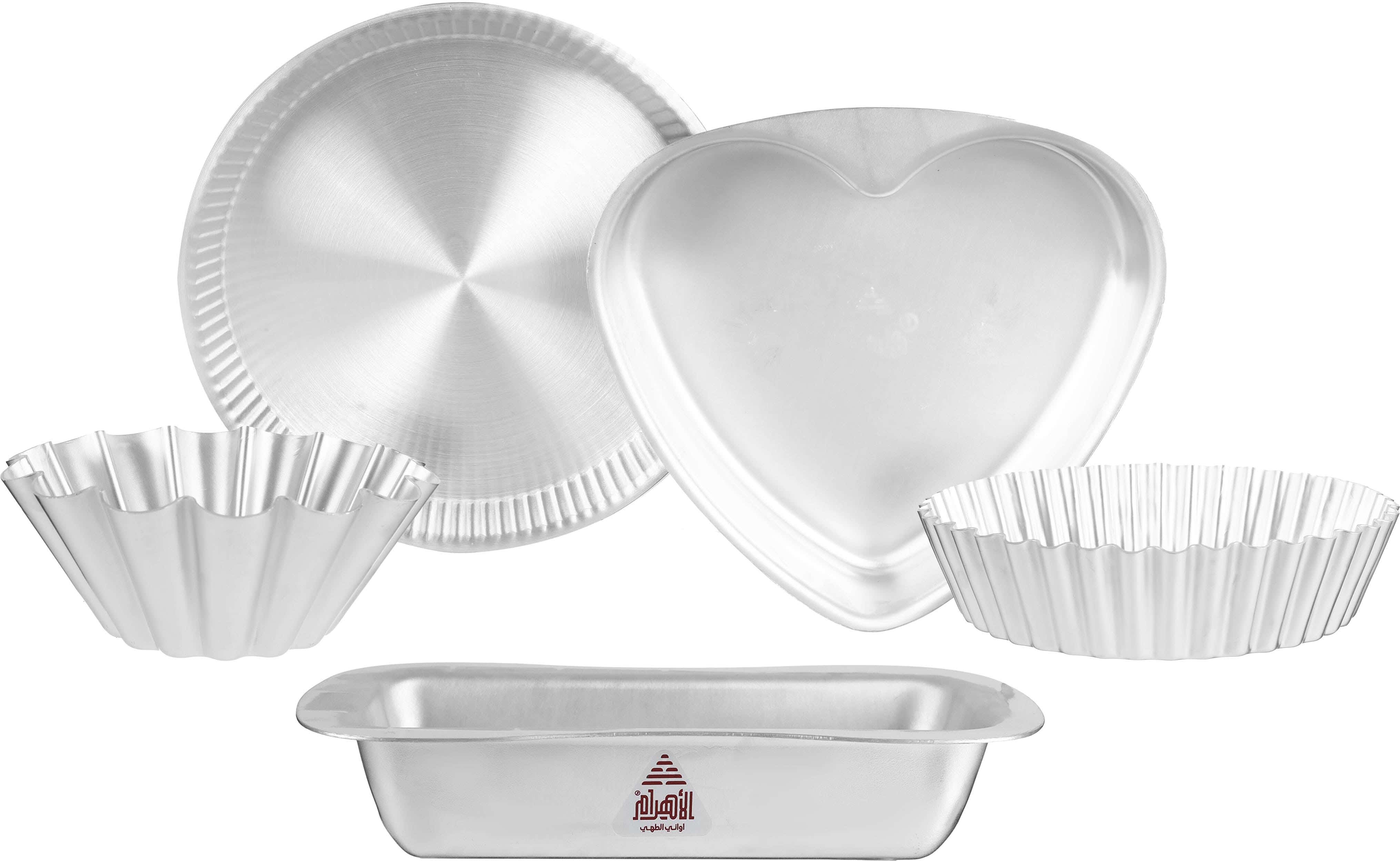 Al Ahram Aluminum Sweets Mold Set, 5 Pieces - Silver
