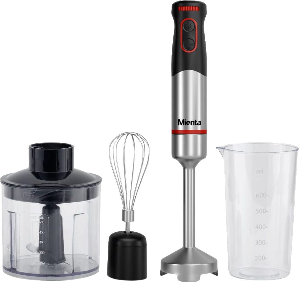 Mienta HB111038A Hand Blender, 1000 Watt, Multi-Function, With Chopper Bowl - Black Silver