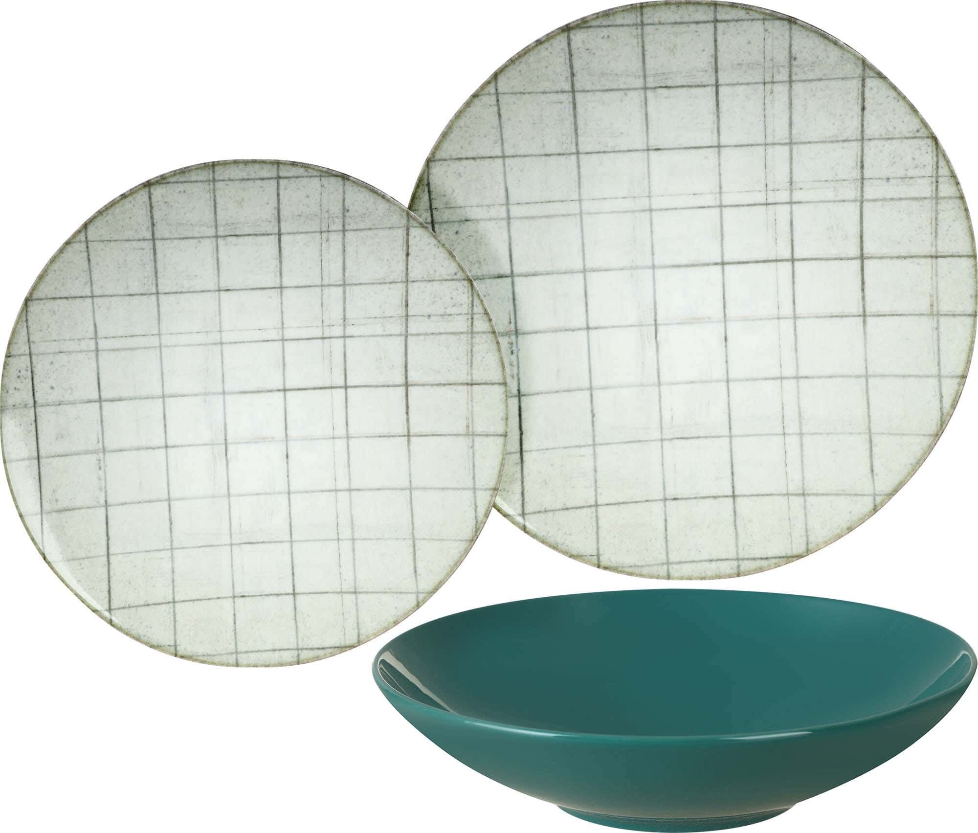 Lotus Porcelain Round Dinner Set, 18 pieces - Green