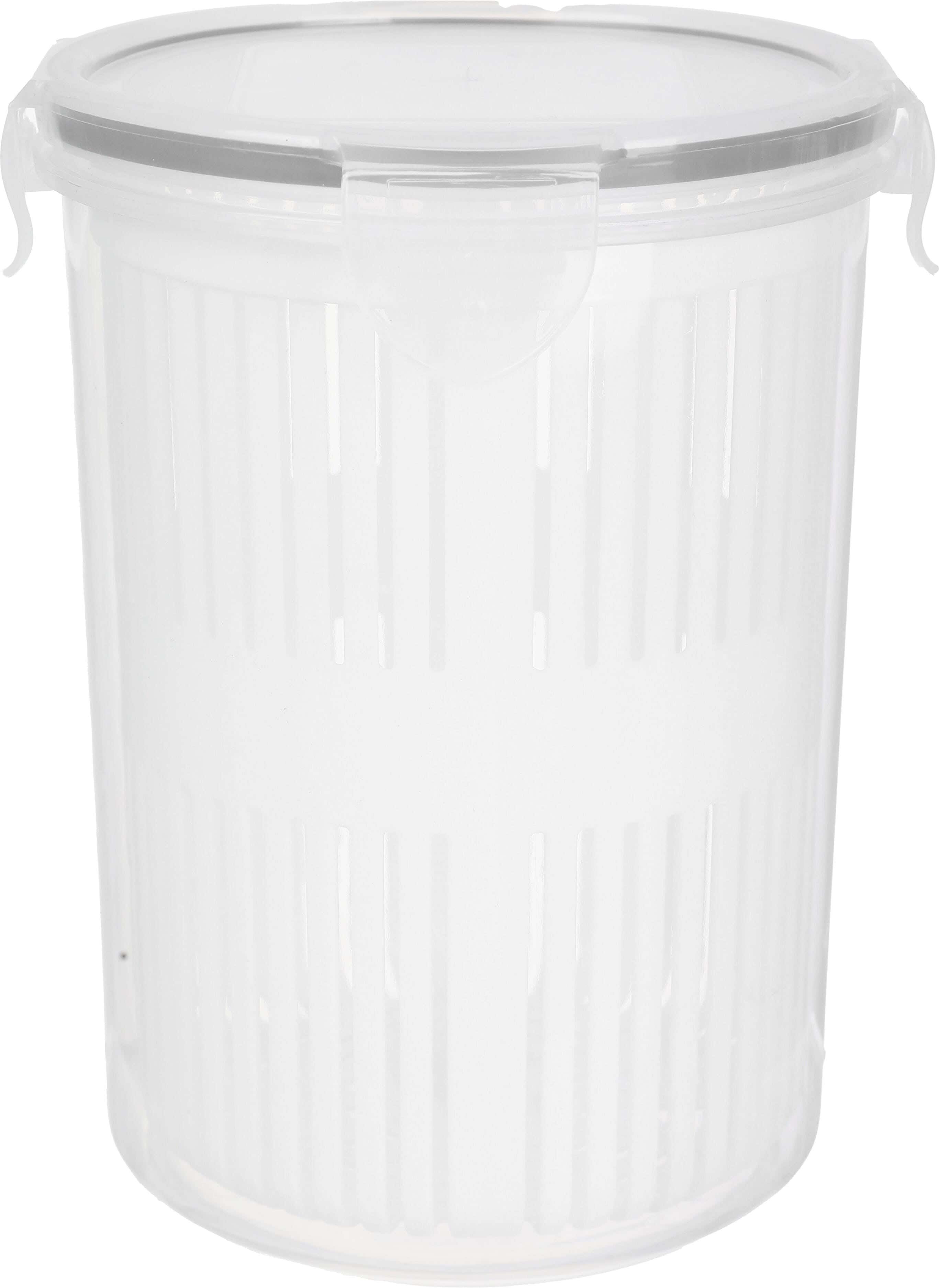 Al Wataneya Plastic Storage Jar with Strainer, 1.85 Litres - Clear White