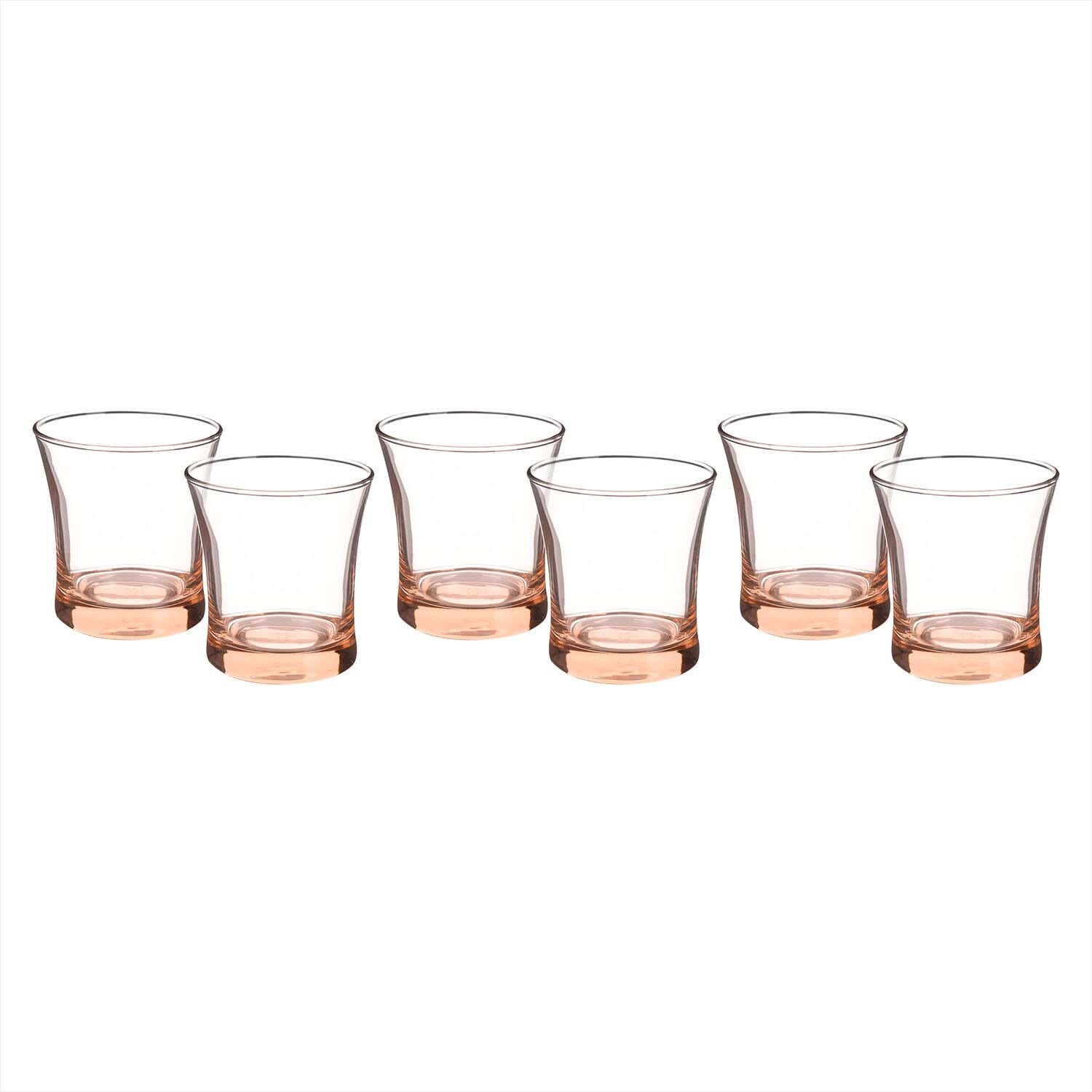 Pasabahce Glass Cups Set, 6 Pieces, 240 ml - Brown