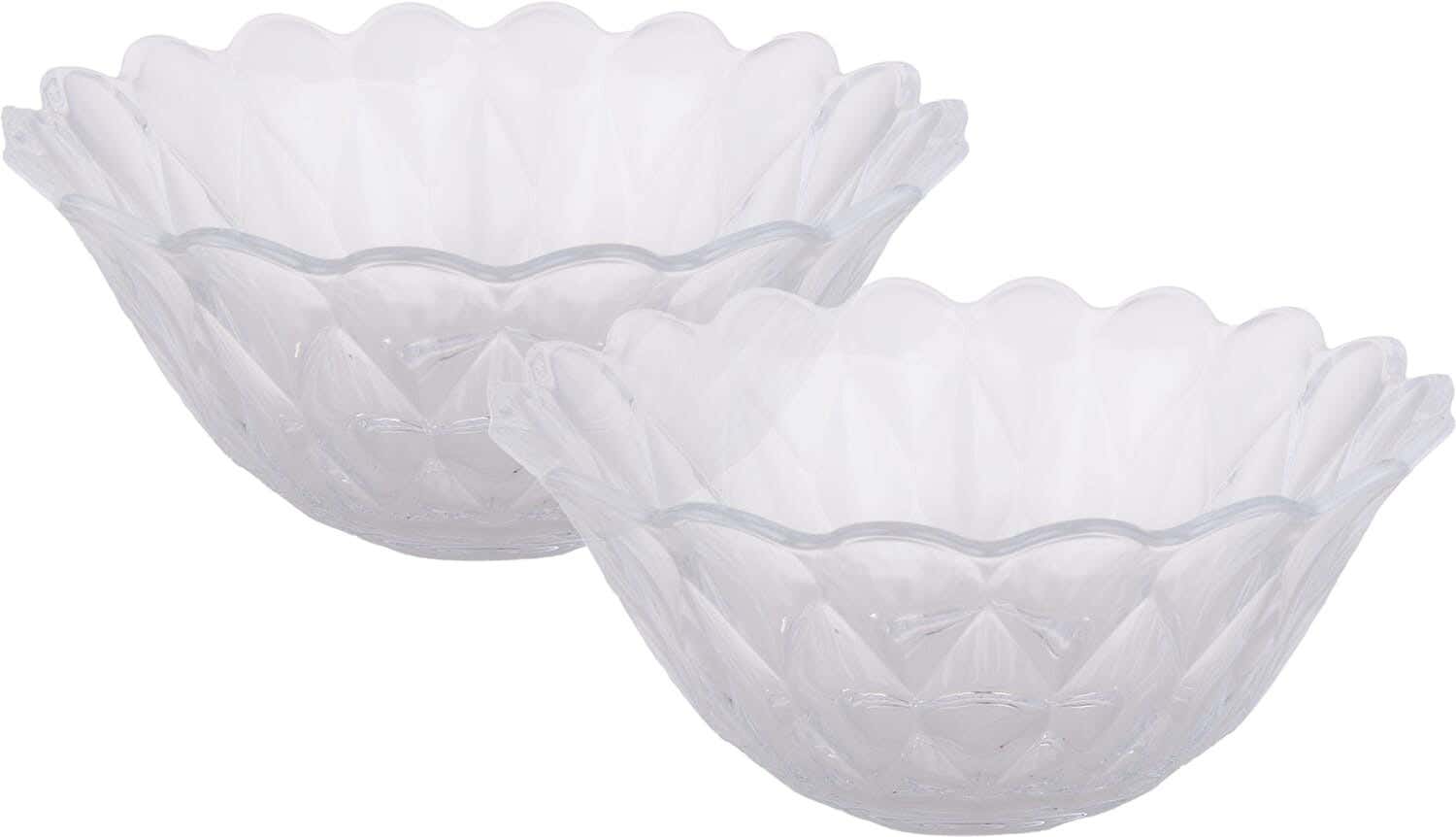 Round Glass Bowl Set, 2 Pieces, 1300 ml - Clear