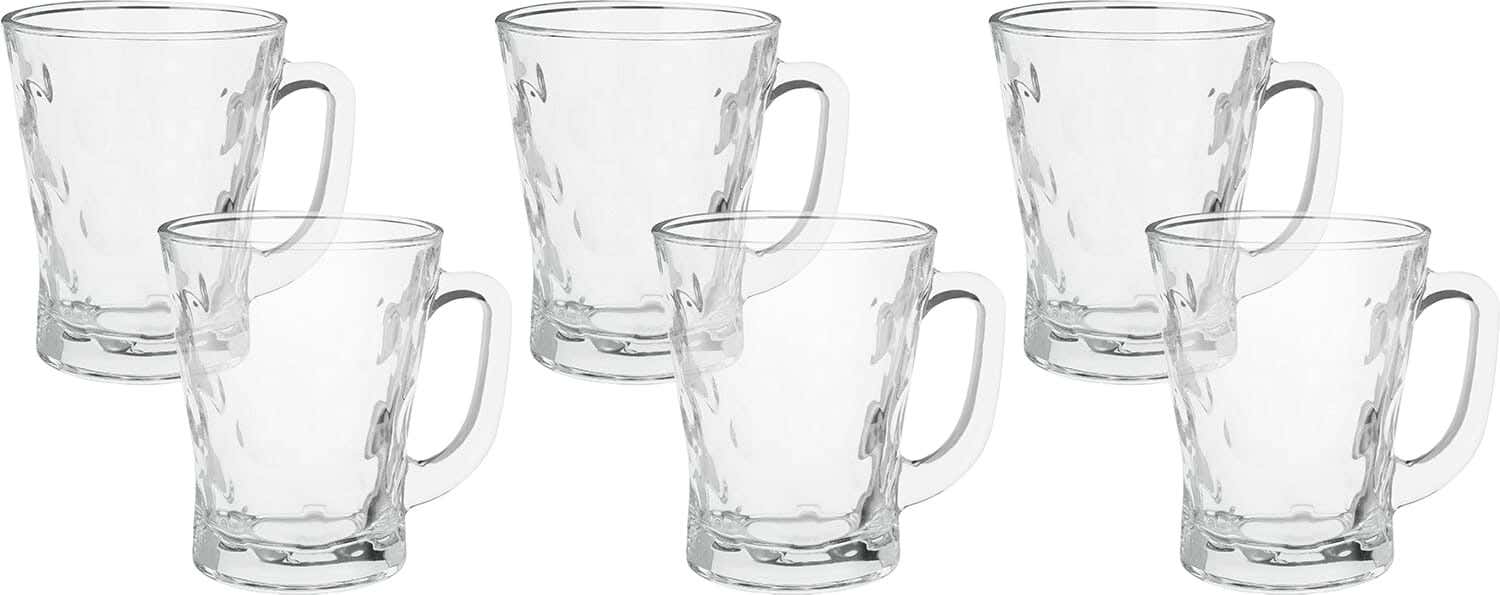 Blink Max Glass Mug Set, 6 Pieces, 230 ml - Clear