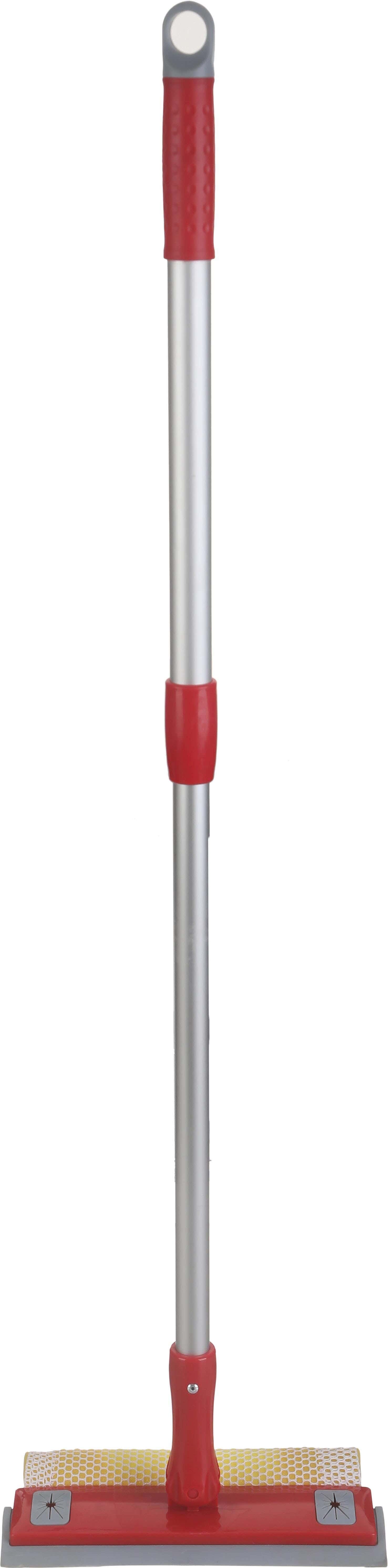 Liao Sponge Glass Wiper, with Metal Handle, 2 Sides, 30×110 cm - Red Grey
