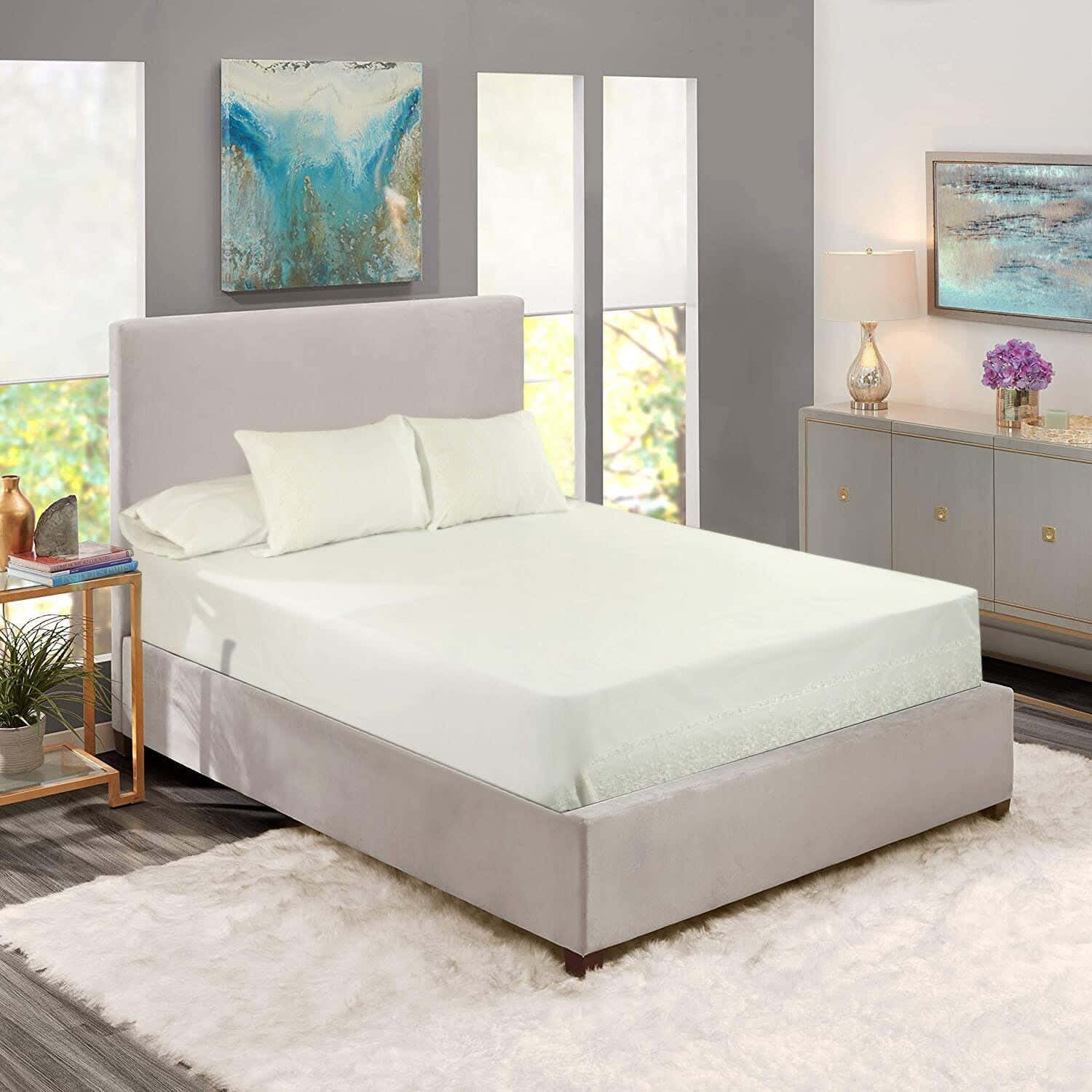 Besan Tull Canar Cotton Bed Sheet Set, 4 Pieces, 2700 Grm - Off White
