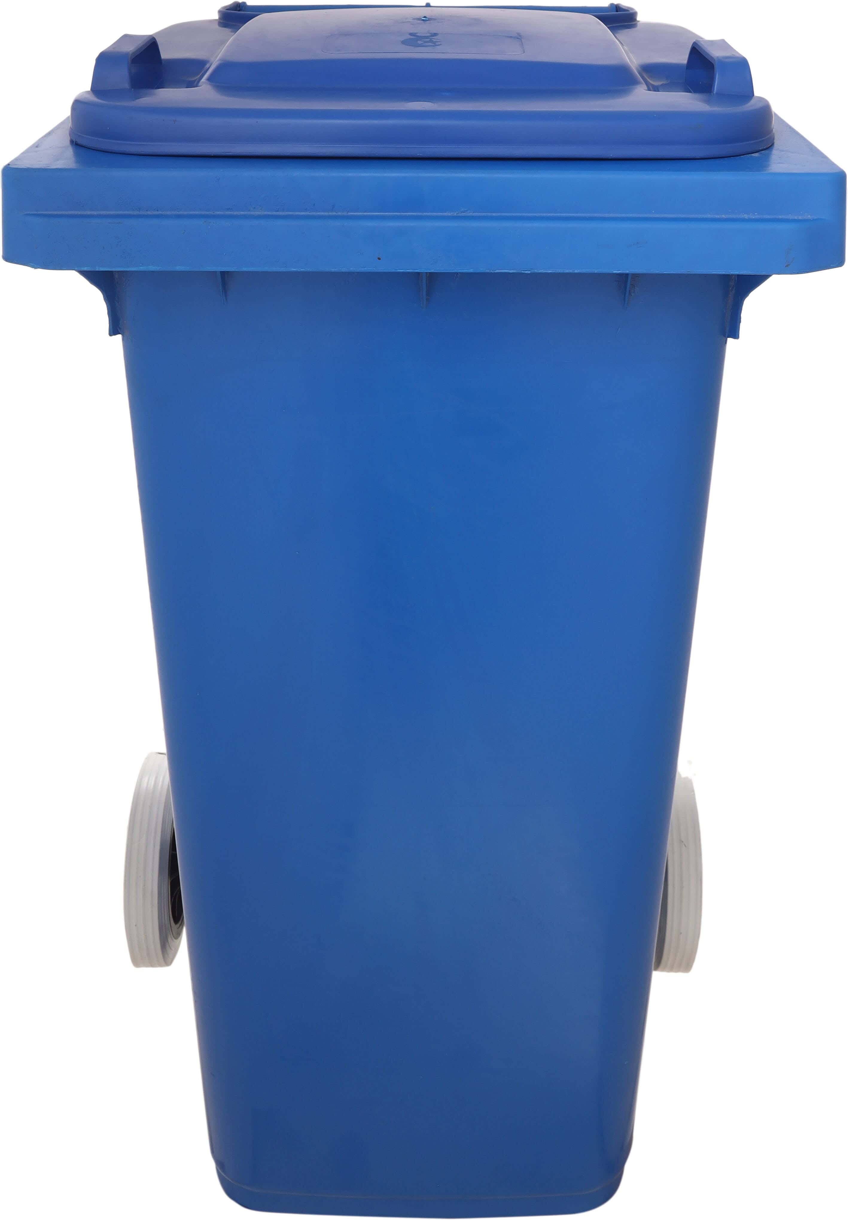 El Helal & Star Trash Bins with Wheels, 120 Liters - Blue