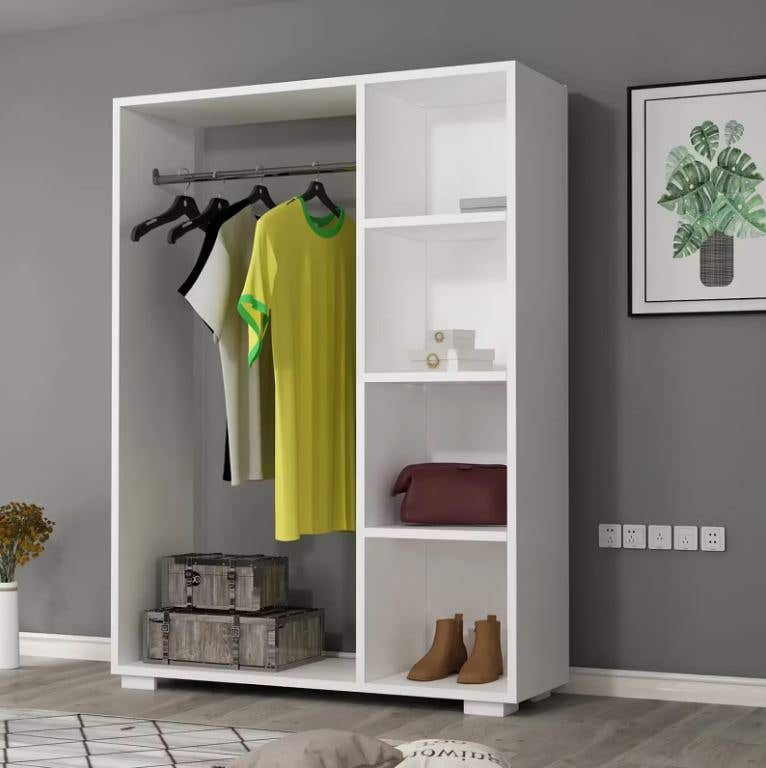 Open MDF Wardrobe, 90x30x123 cm - White
