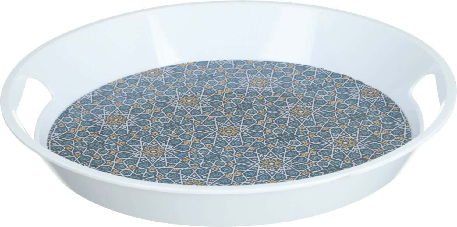 Melamine Round Serving Tray, 38 cm - Multicolor